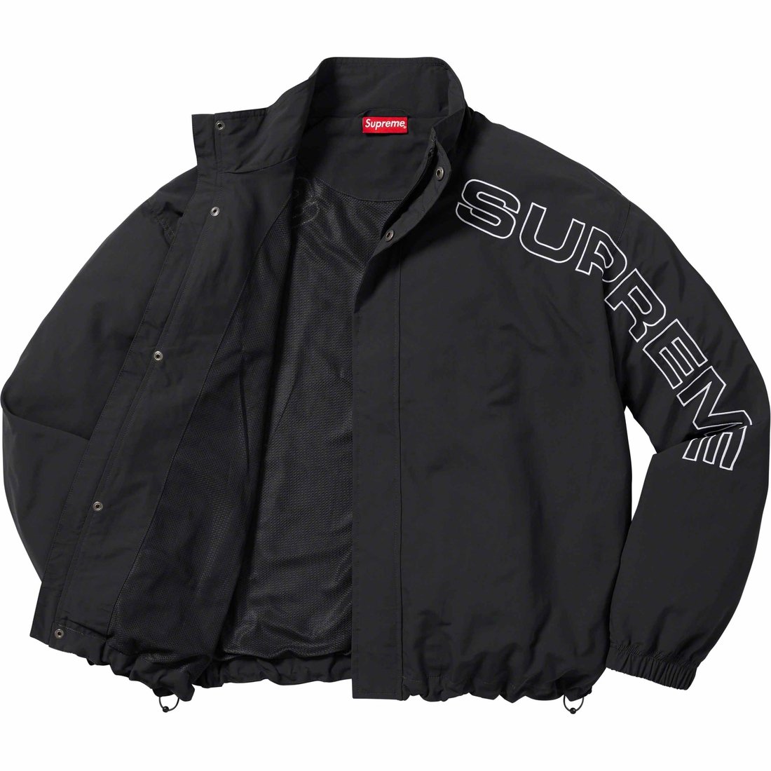 Details on Spellout Embroidered Track Jacket Black from fall winter
                                                    2023 (Price is $168)