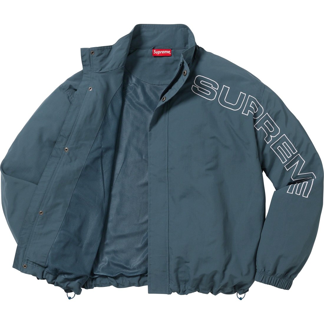 Details on Spellout Embroidered Track Jacket Dark Blue from fall winter
                                                    2023 (Price is $168)