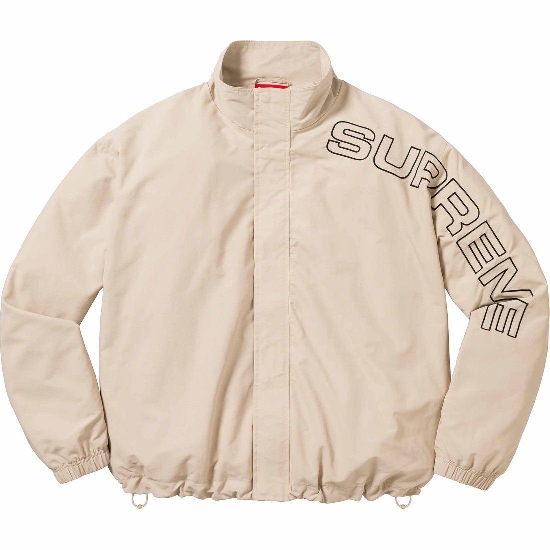 Details on Spellout Embroidered Track Jacket Sand from fall winter
                                                    2023 (Price is $168)