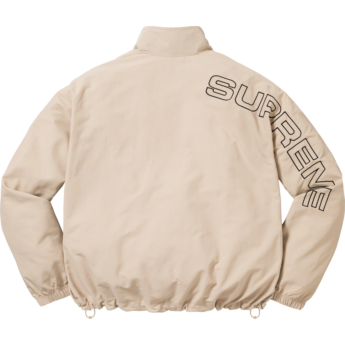 Details on Spellout Embroidered Track Jacket Sand from fall winter 2023 (Price is $168)
