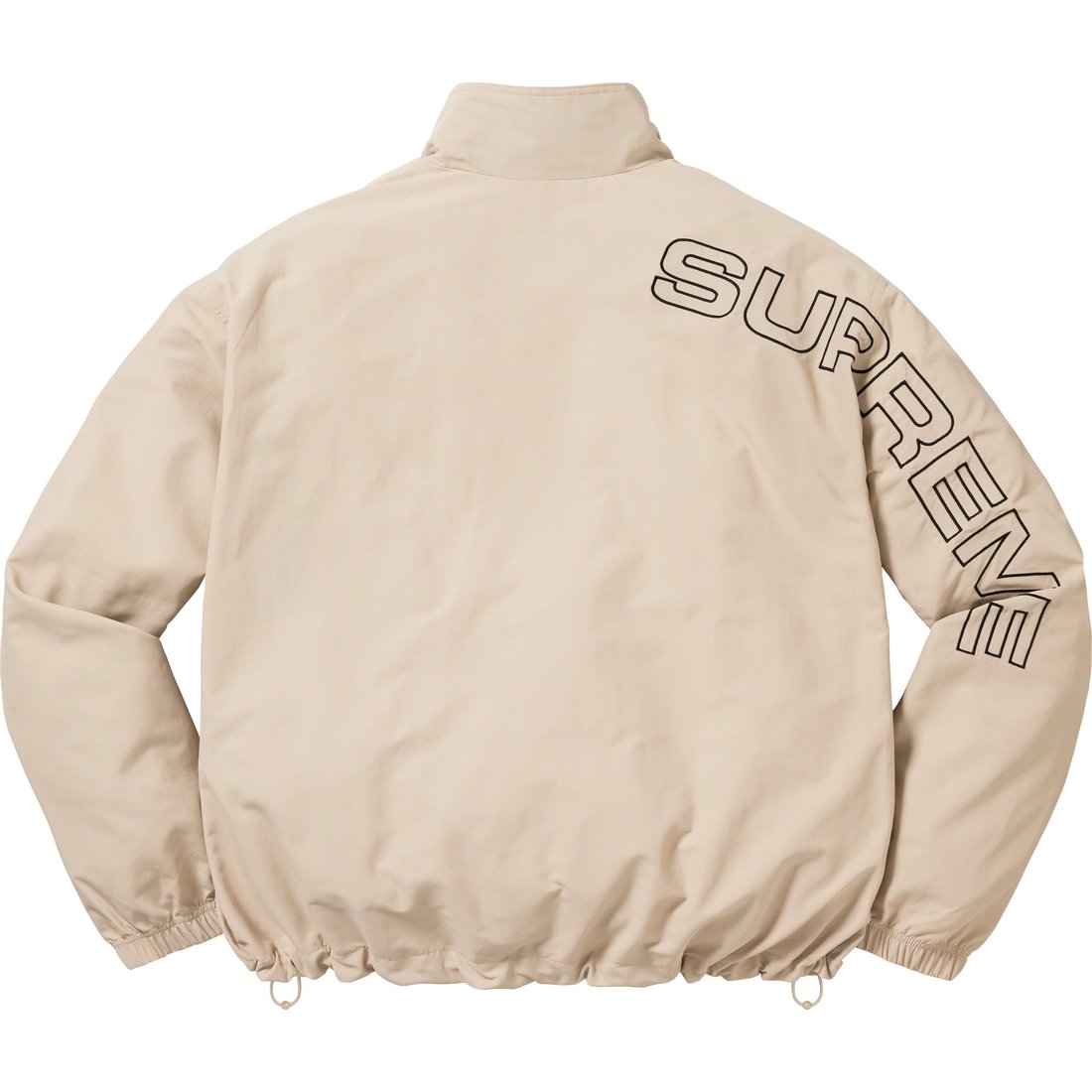 Details on Spellout Embroidered Track Jacket Sand from fall winter
                                                    2023 (Price is $168)