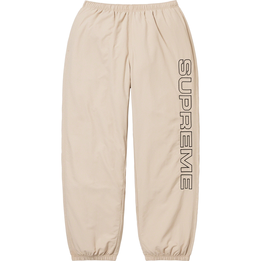 Details on Spellout Embroidered Track Pant Sand from fall winter
                                                    2023 (Price is $138)