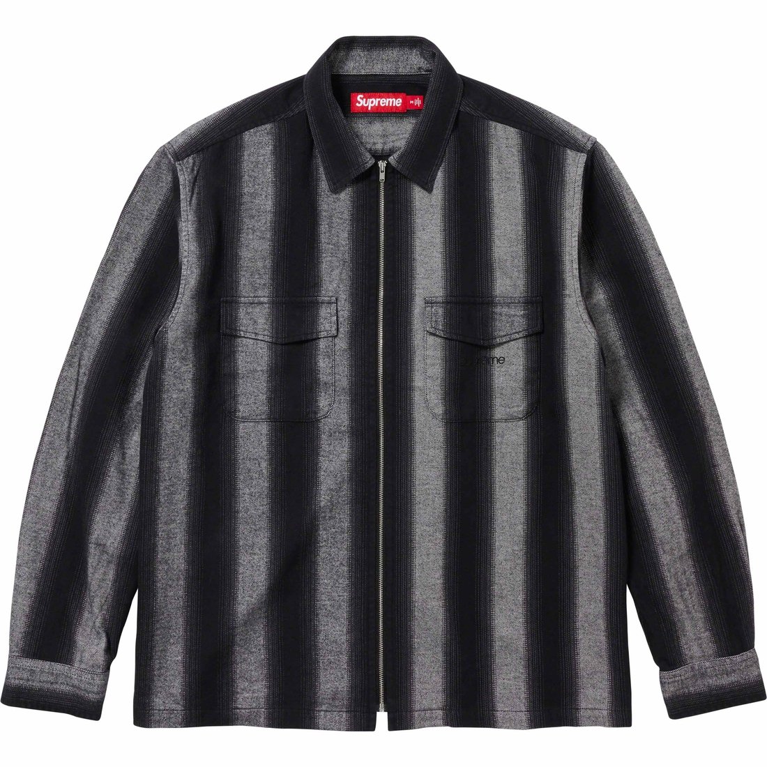 Details on Stripe Flannel Zip Up Shirt Black from fall winter
                                                    2023 (Price is $138)