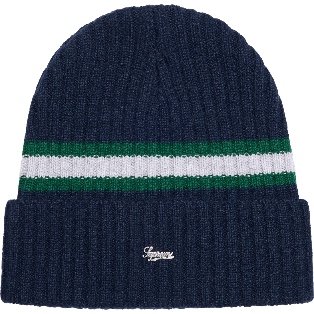 Details on Striped Cashmere Beanie Navy from fall winter
                                                    2023 (Price is $68)