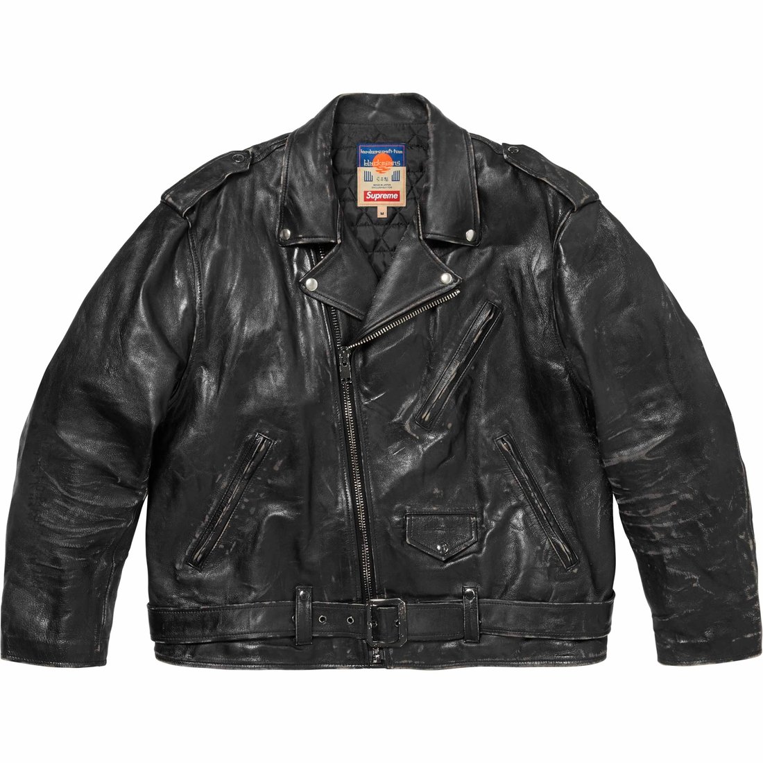 Supreme Supreme blackmeans Painted Leather Motorcycle Jacket (FW23) - Black - $1498