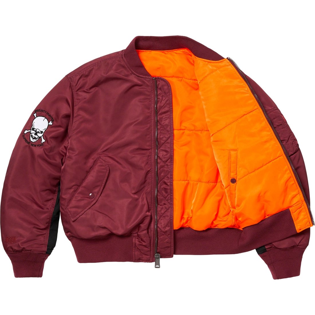 Details on Supreme Bounty Hunter MA-1 Burgundy from fall winter
                                                    2023 (Price is $368)