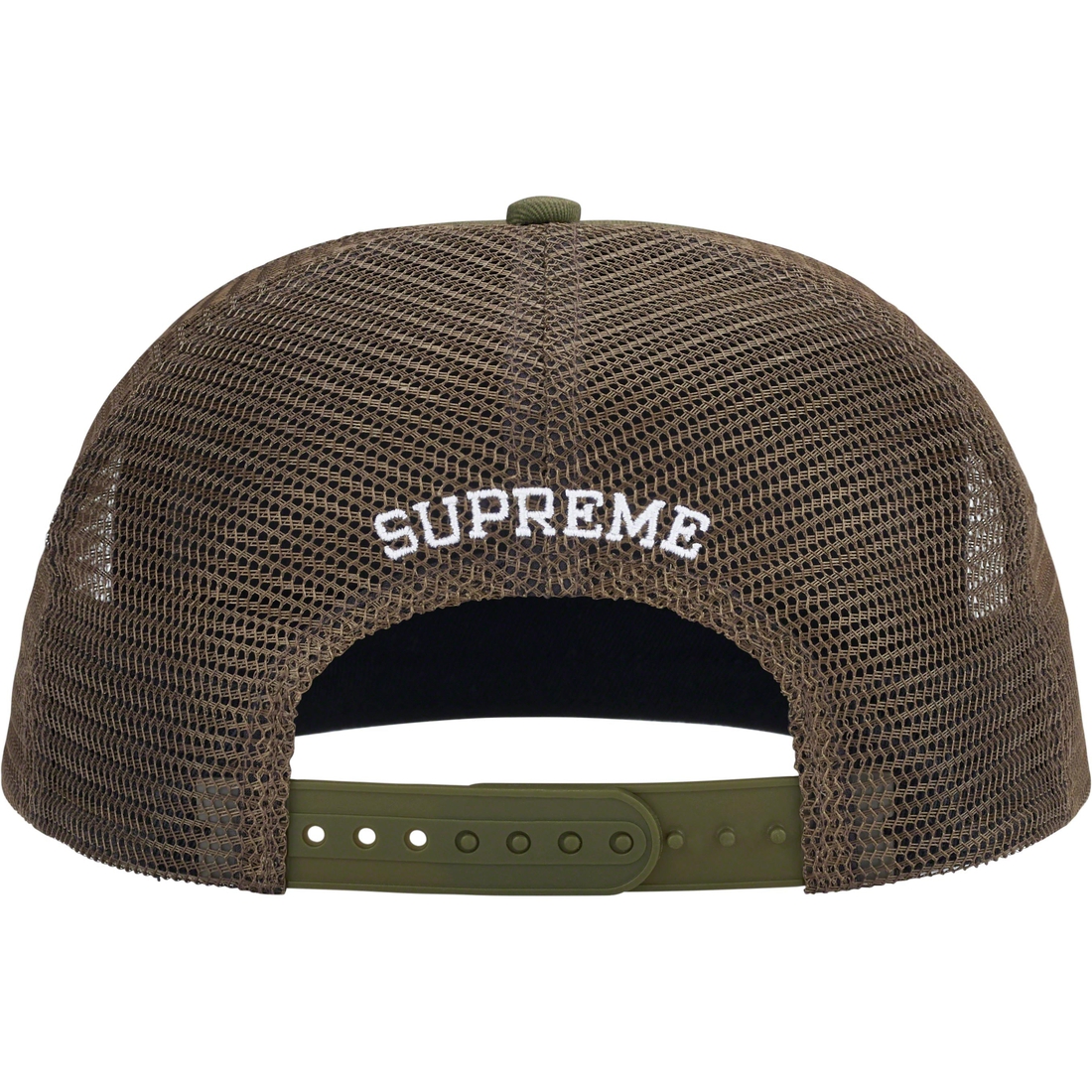 Details on Supreme Bounty Hunter Mesh Back 5-Panel Olive from fall winter
                                                    2023 (Price is $48)
