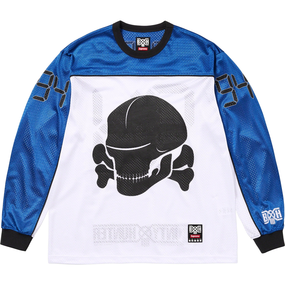 Details on Supreme Bounty Hunter Mesh Moto Jersey White from fall winter
                                                    2023 (Price is $128)