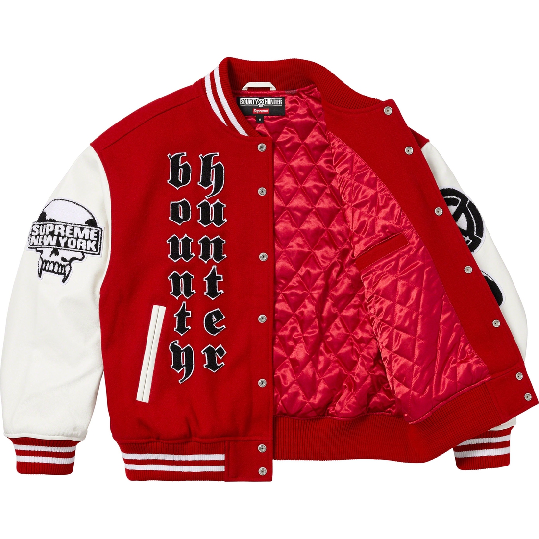 Details on Supreme Bounty Hunter Varsity Jacket Red from fall winter
                                                    2023 (Price is $578)