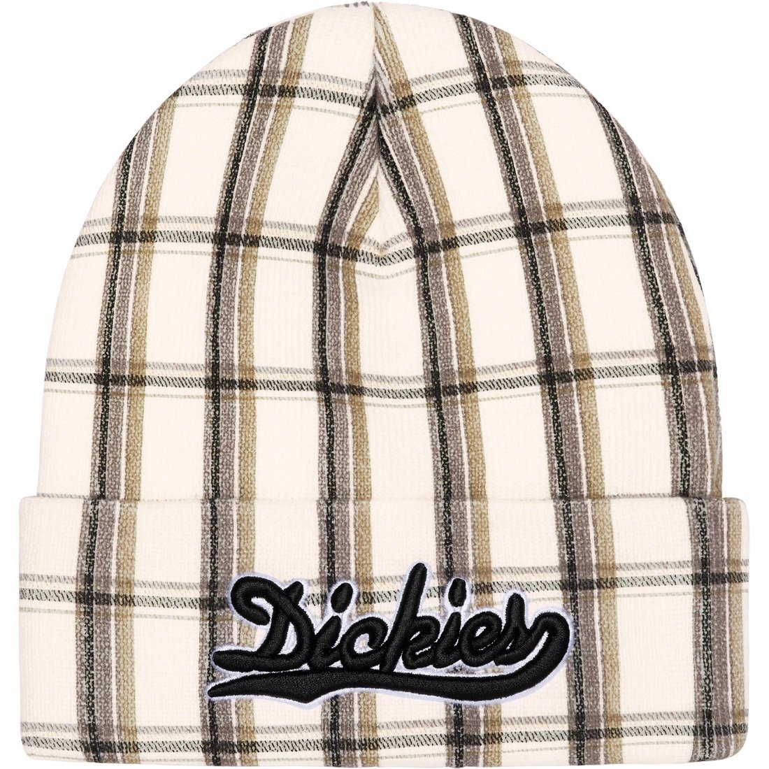 Details on Supreme Dickies Beanie White Plaid from fall winter
                                                    2023 (Price is $40)