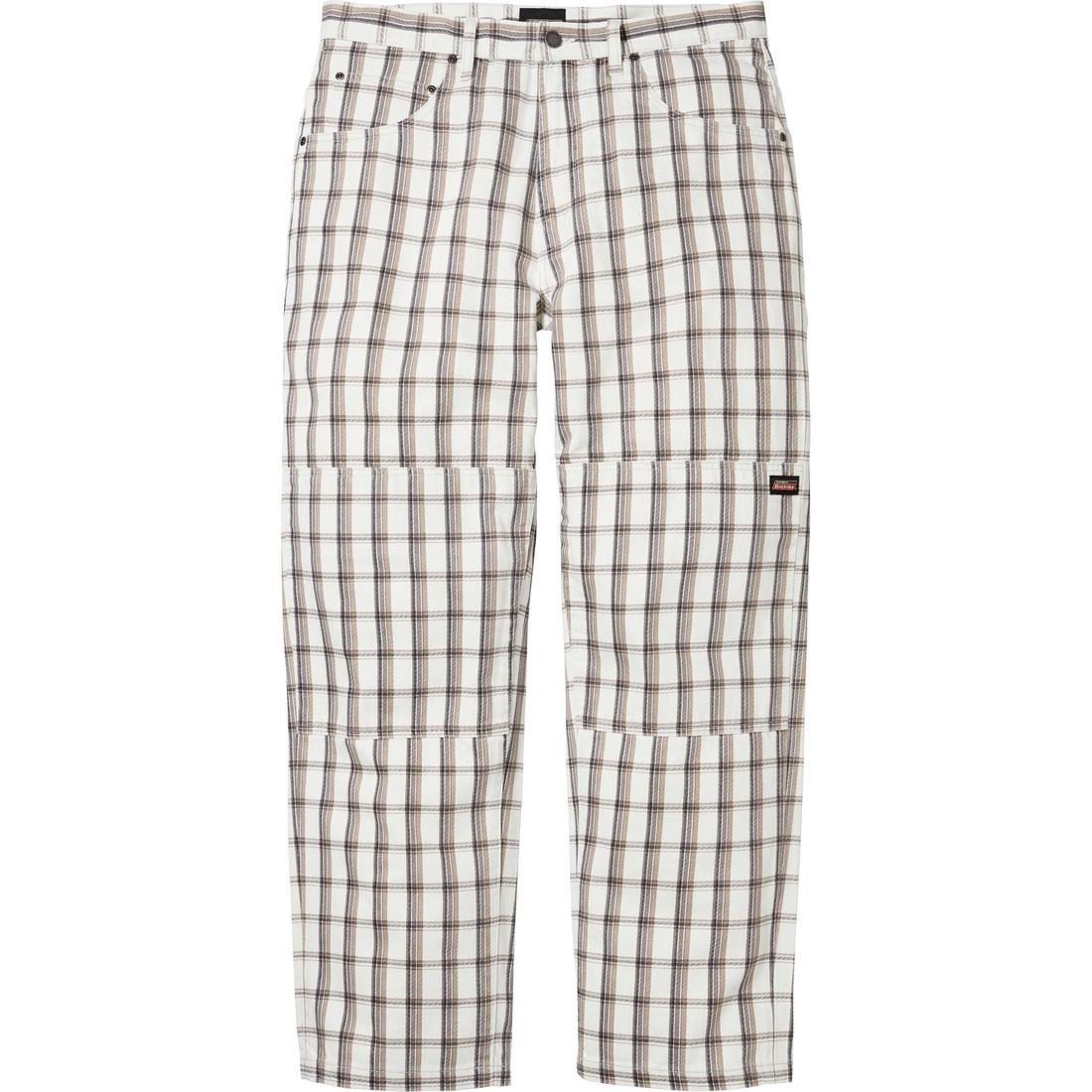 Details on Supreme Dickies Double Knee Baggy Jean White Plaid from fall winter
                                                    2023 (Price is $168)