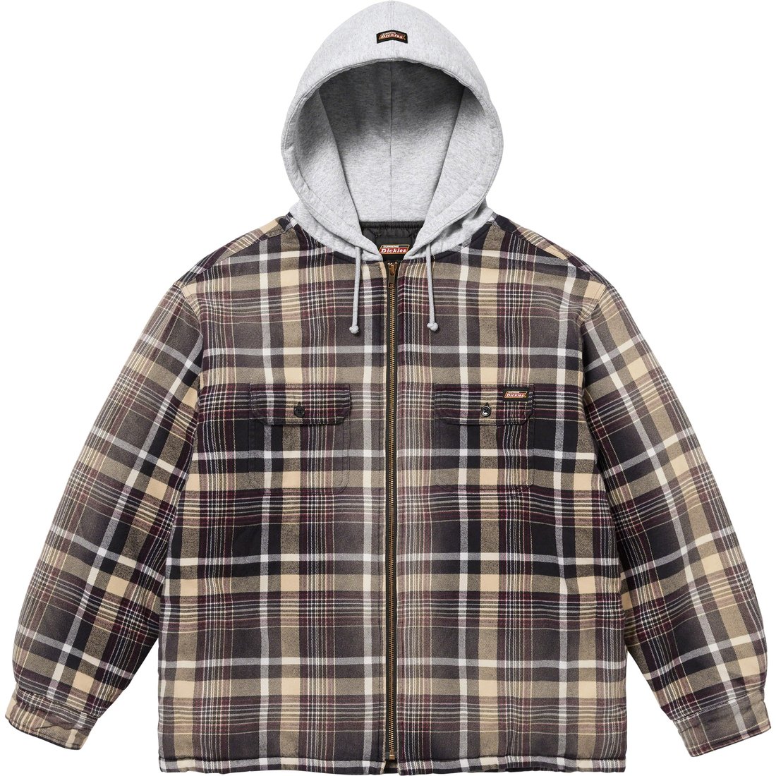 Details on Supreme Dickies Plaid Hooded Zip Up Shirt Black from fall winter
                                                    2023 (Price is $148)