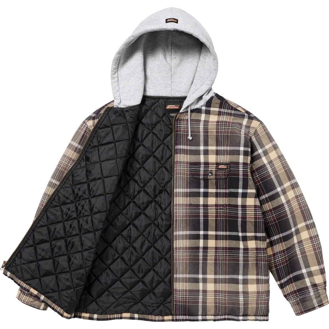 Details on Supreme Dickies Plaid Hooded Zip Up Shirt Black from fall winter
                                                    2023 (Price is $148)