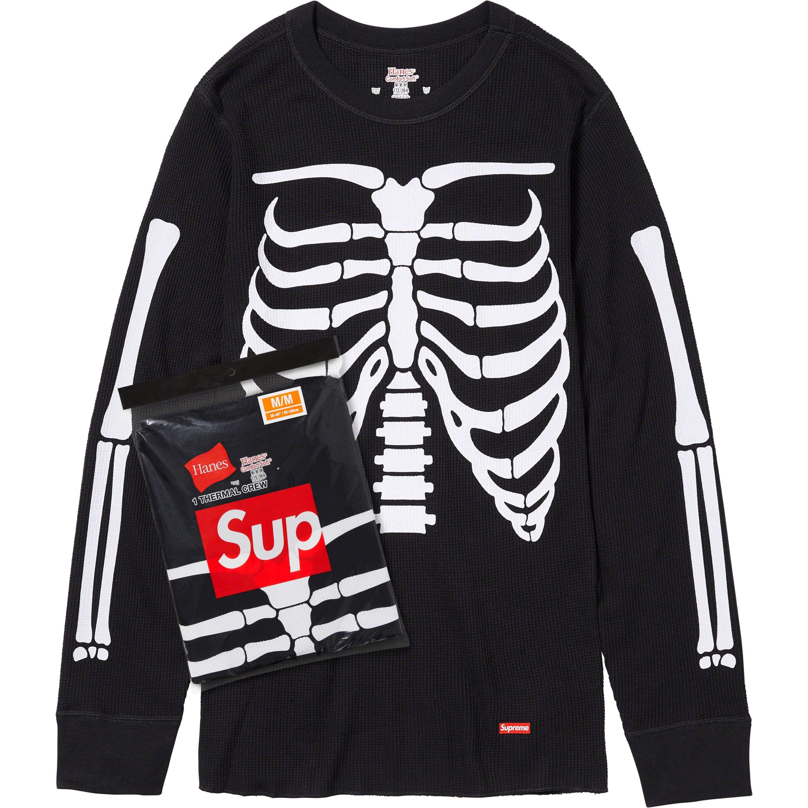 Tシャツ/カットソー(七分/長袖)未開封　Supreme  Hanes Bones Thermal Crew 黒