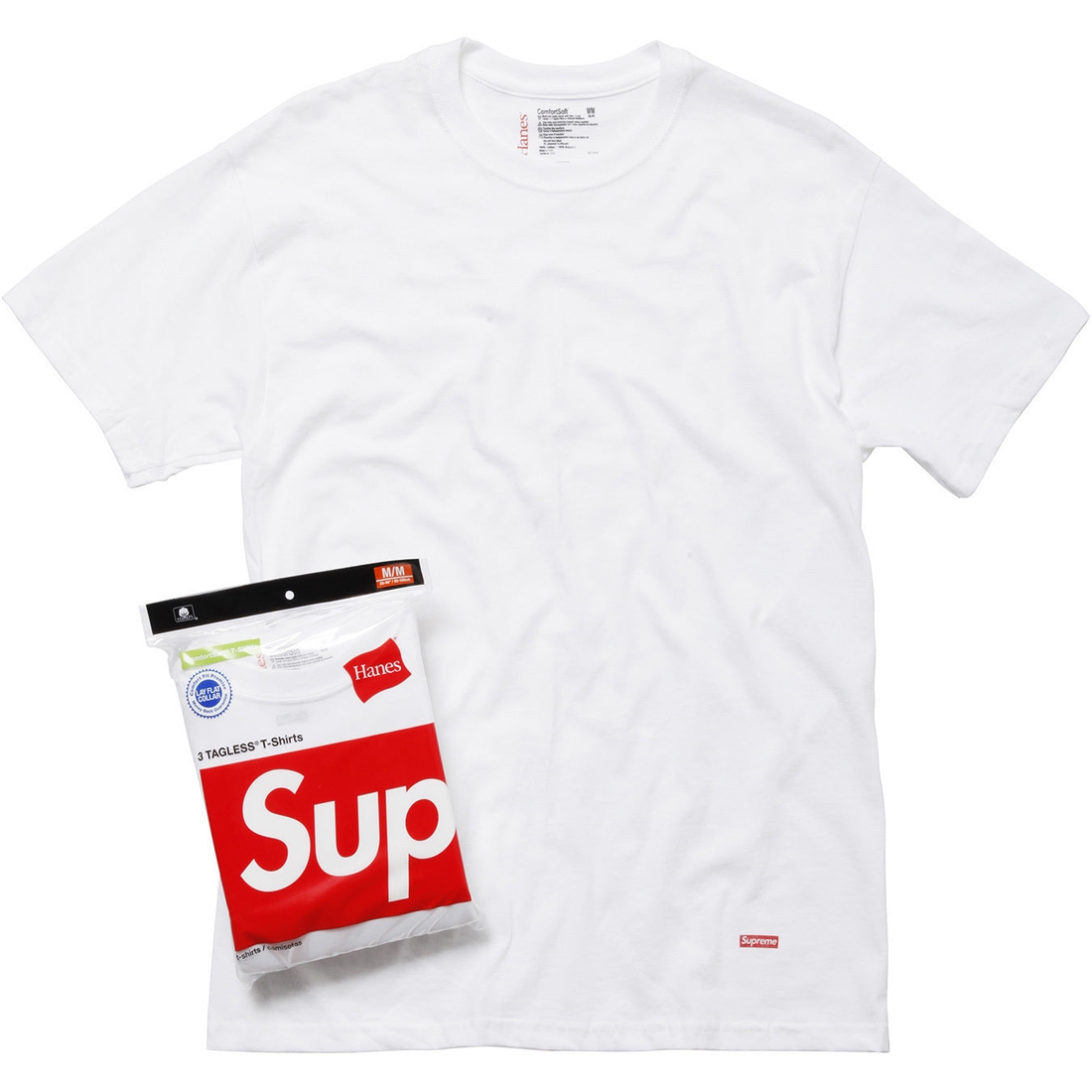 Details on Supreme Hanes Tagless Tees (3 Pack) White from fall winter
                                                    2023 (Price is $30)