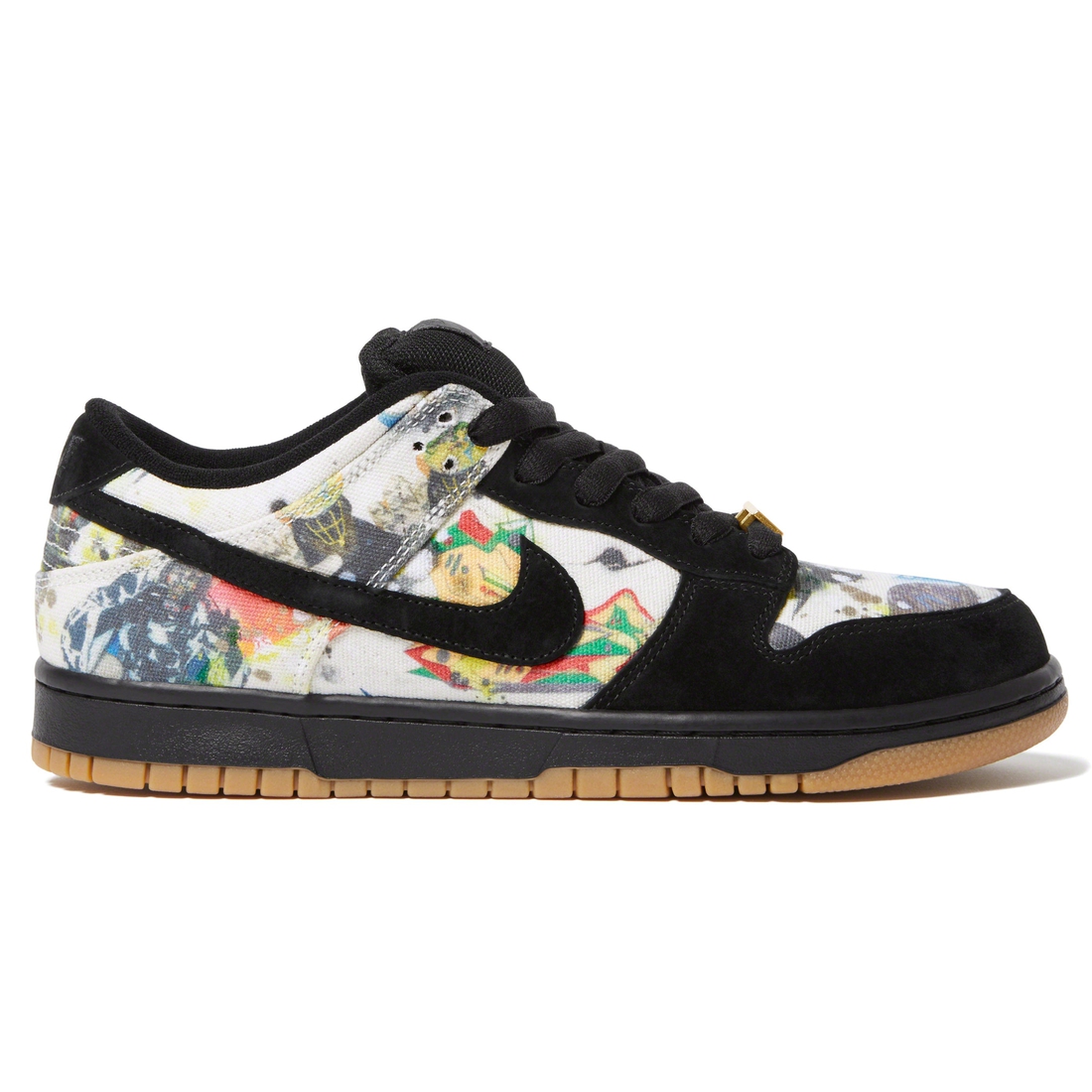 Details on Supreme Nike SB Rammellzee Dunk Low Multicolor from fall winter 2023 (Price is $138)