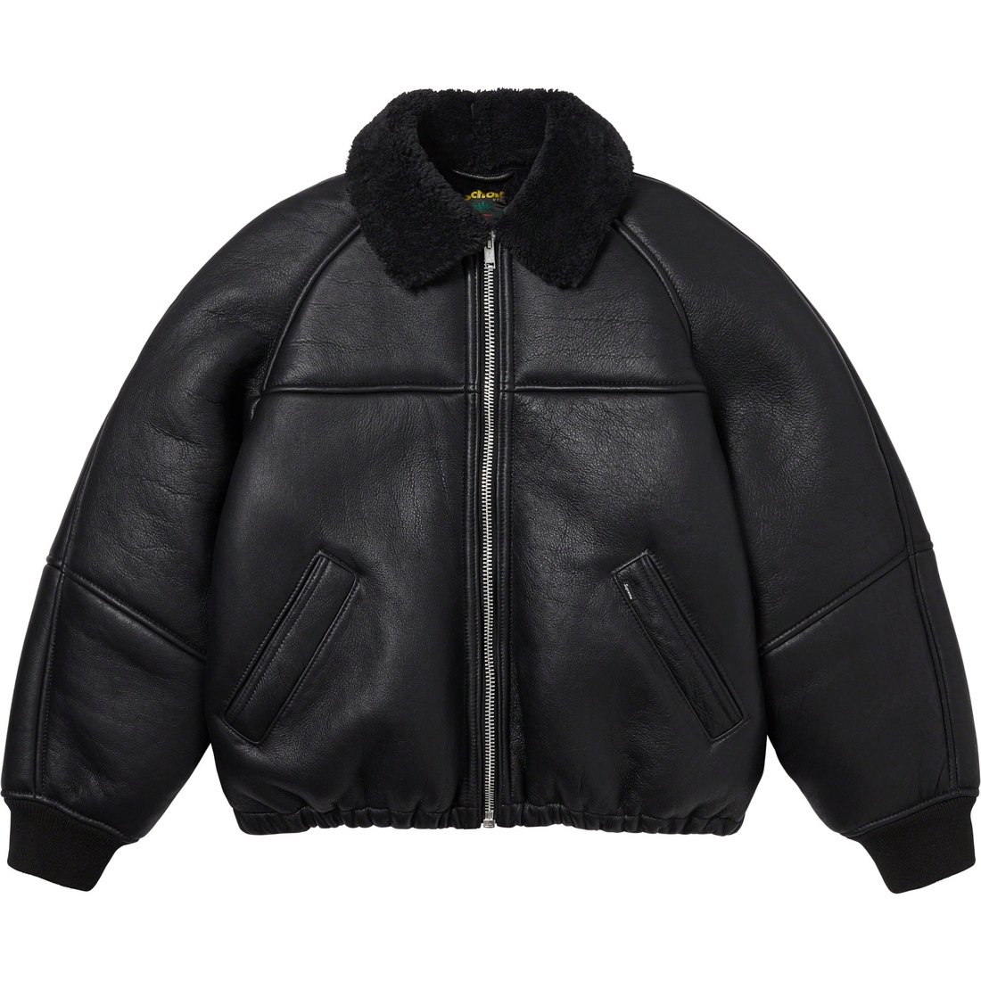 Details on Supreme Schott Shearling Bomber Jacket Black from fall winter
                                                    2023 (Price is $1498)