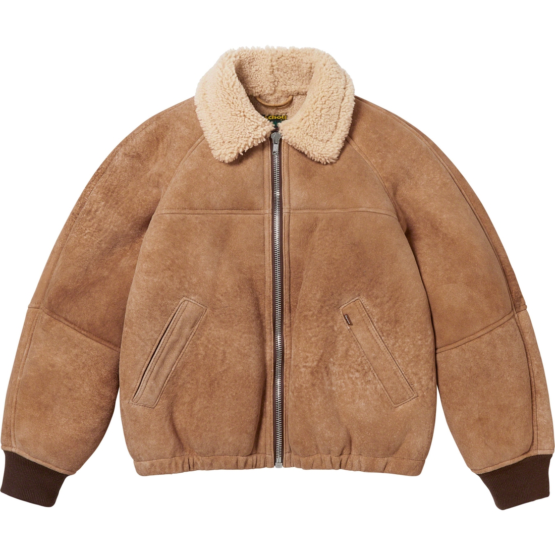 Details on Supreme Schott Shearling Bomber Jacket Brown from fall winter
                                                    2023 (Price is $1498)