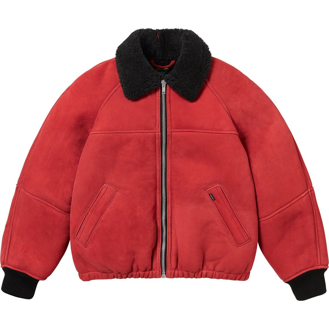 Details on Supreme Schott Shearling Bomber Jacket Red from fall winter
                                                    2023 (Price is $1498)