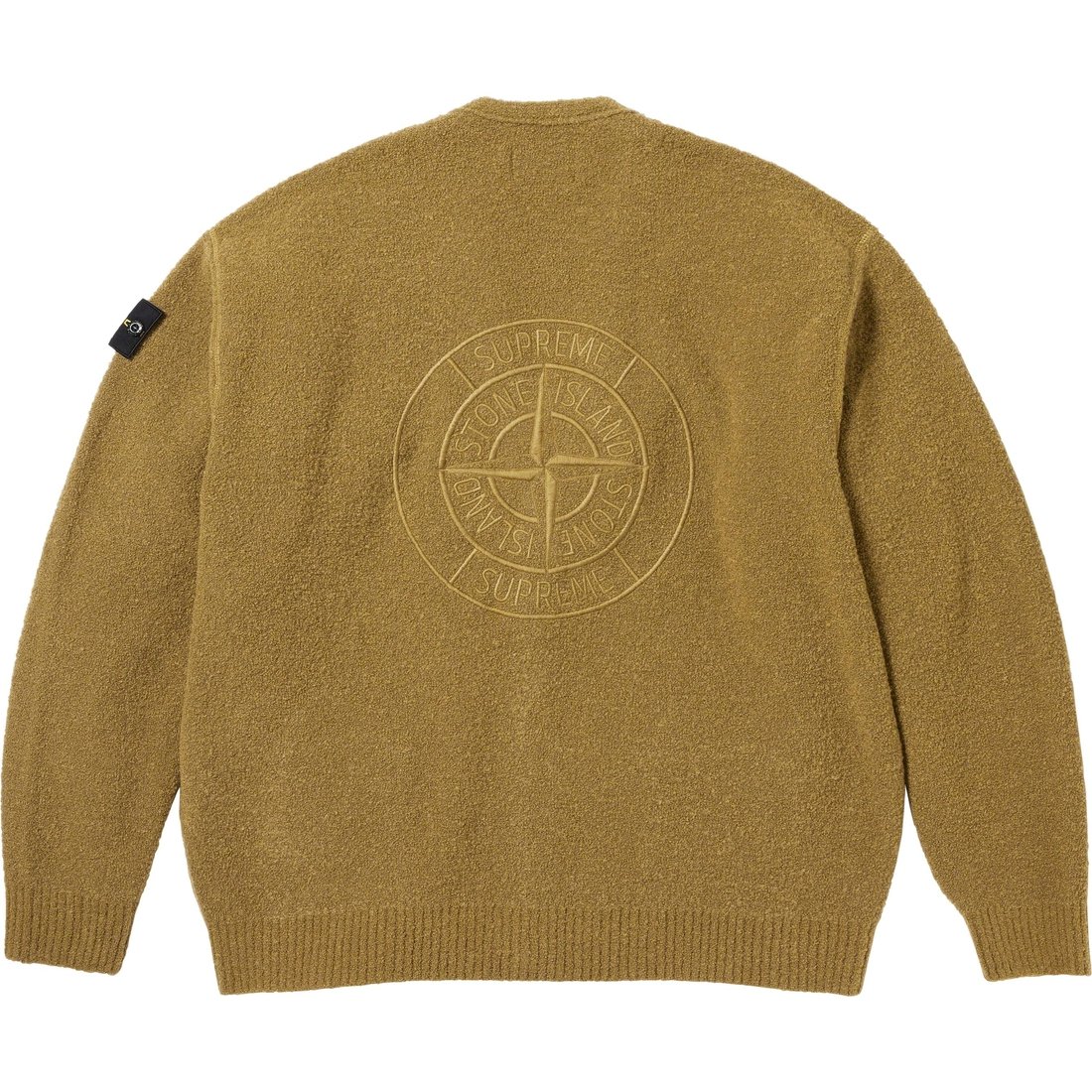 Details on Supreme Stone Island Bouclé Cardigan Olive from fall winter
                                                    2023 (Price is $498)