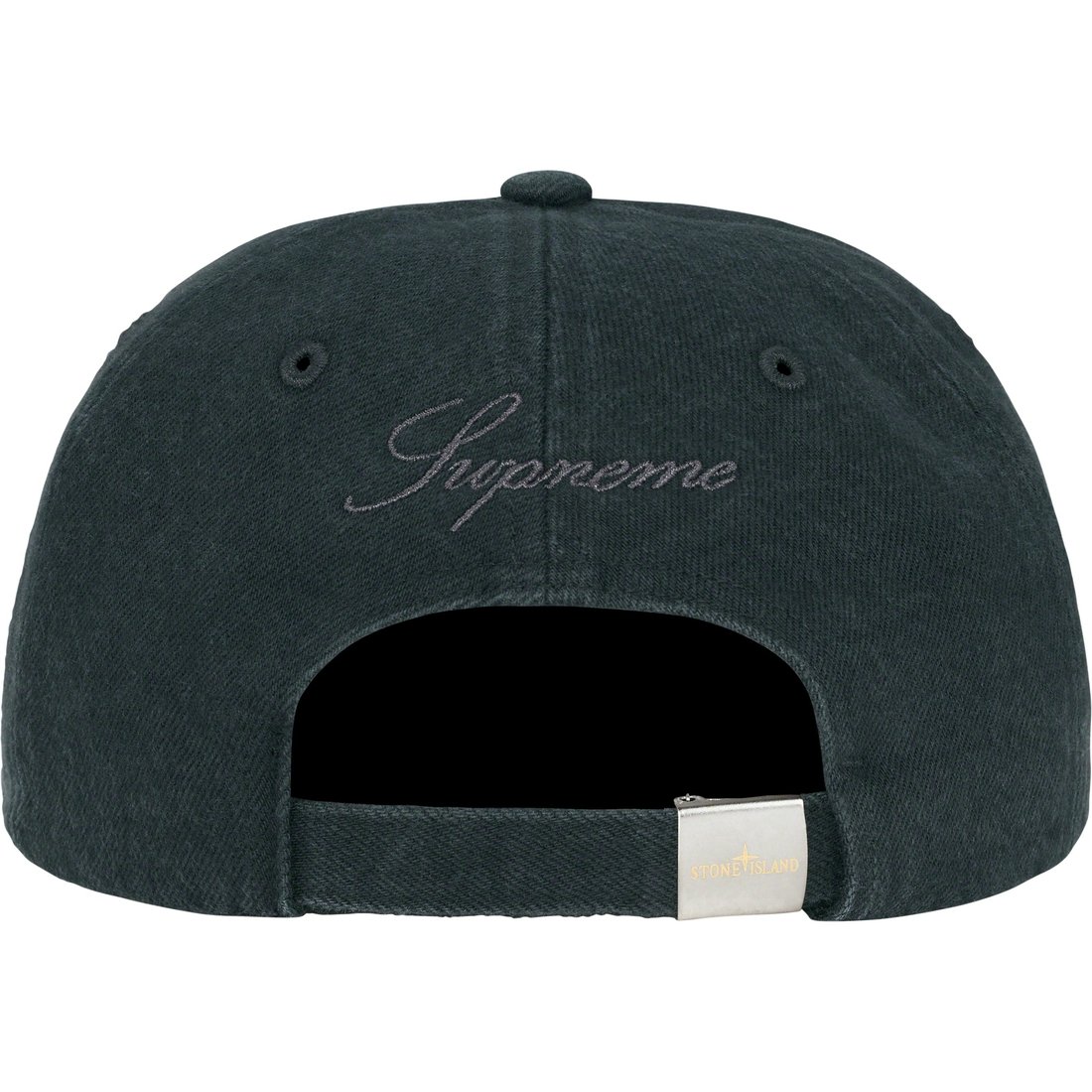 Details on Supreme Stone Island Denim 6-Panel Black from fall winter
                                                    2023 (Price is $78)