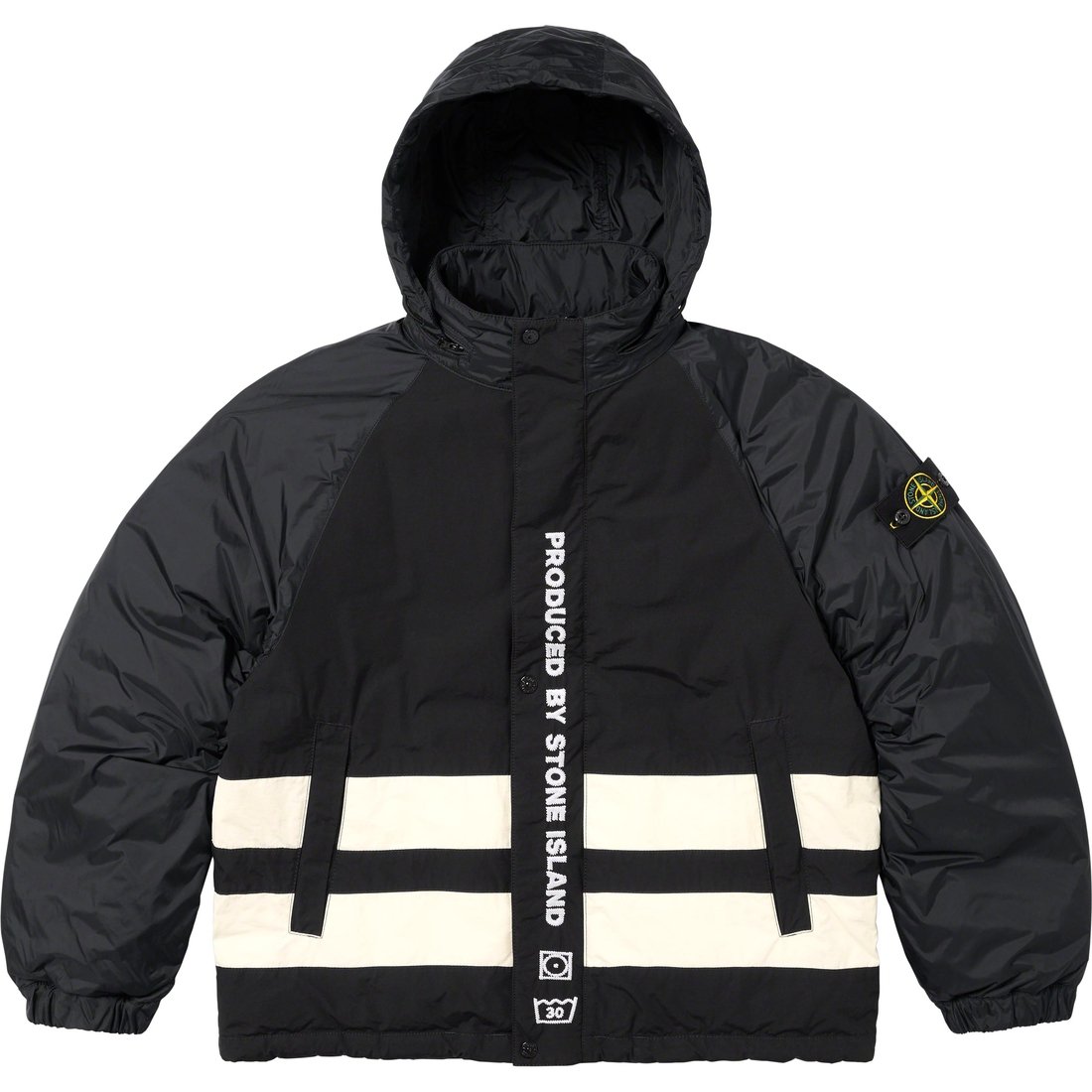 Details on Supreme Stone Island Reversible Down Puffer Jacket Black from fall winter
                                                    2023 (Price is $998)