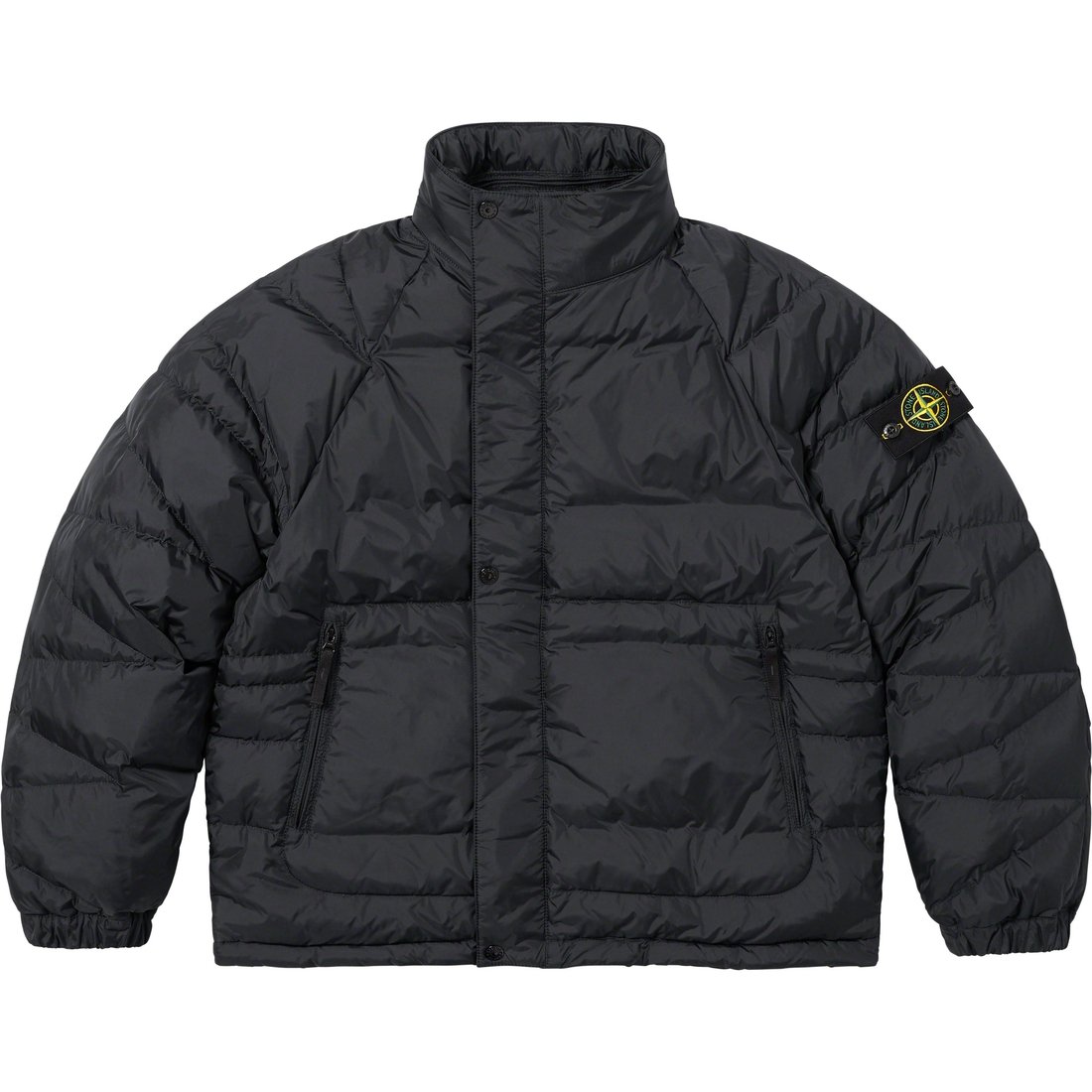 Details on Supreme Stone Island Reversible Down Puffer Jacket Black from fall winter
                                                    2023 (Price is $998)