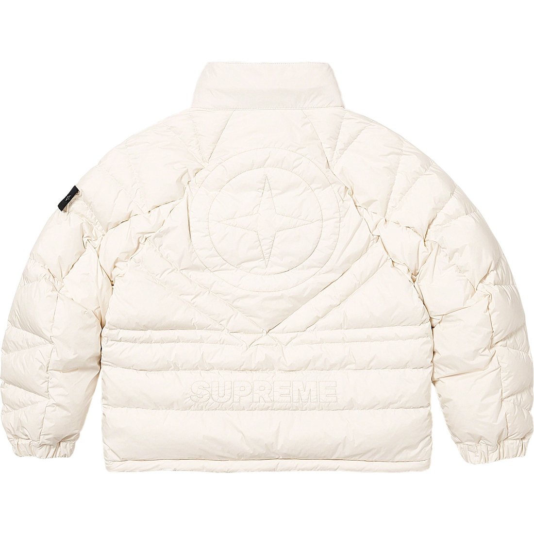 Details on Supreme Stone Island Reversible Down Puffer Jacket White from fall winter
                                                    2023 (Price is $998)