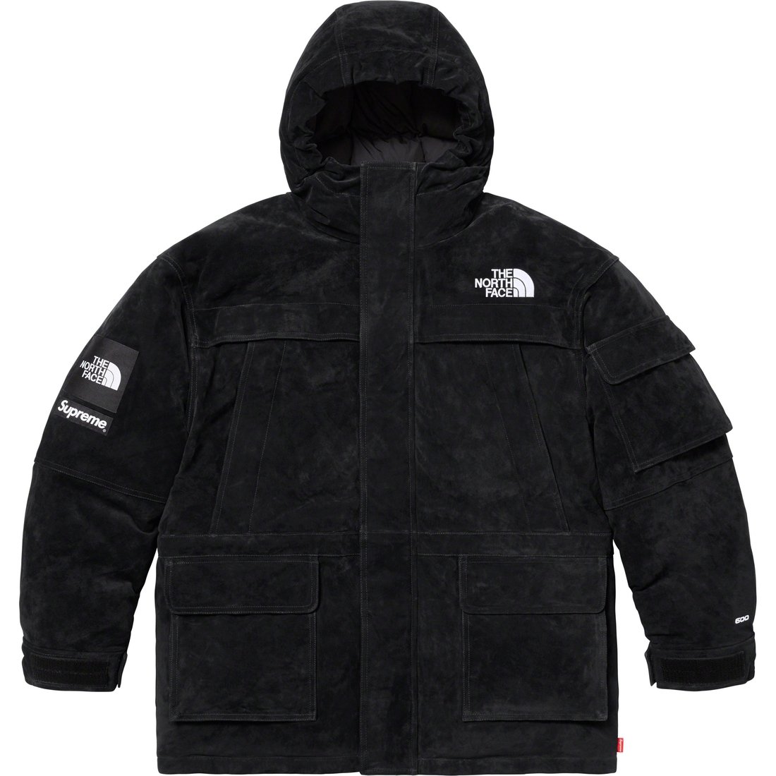 Details on Supreme The North Face Suede 600-Fill Down Parka Black from fall winter
                                                    2023 (Price is $1298)