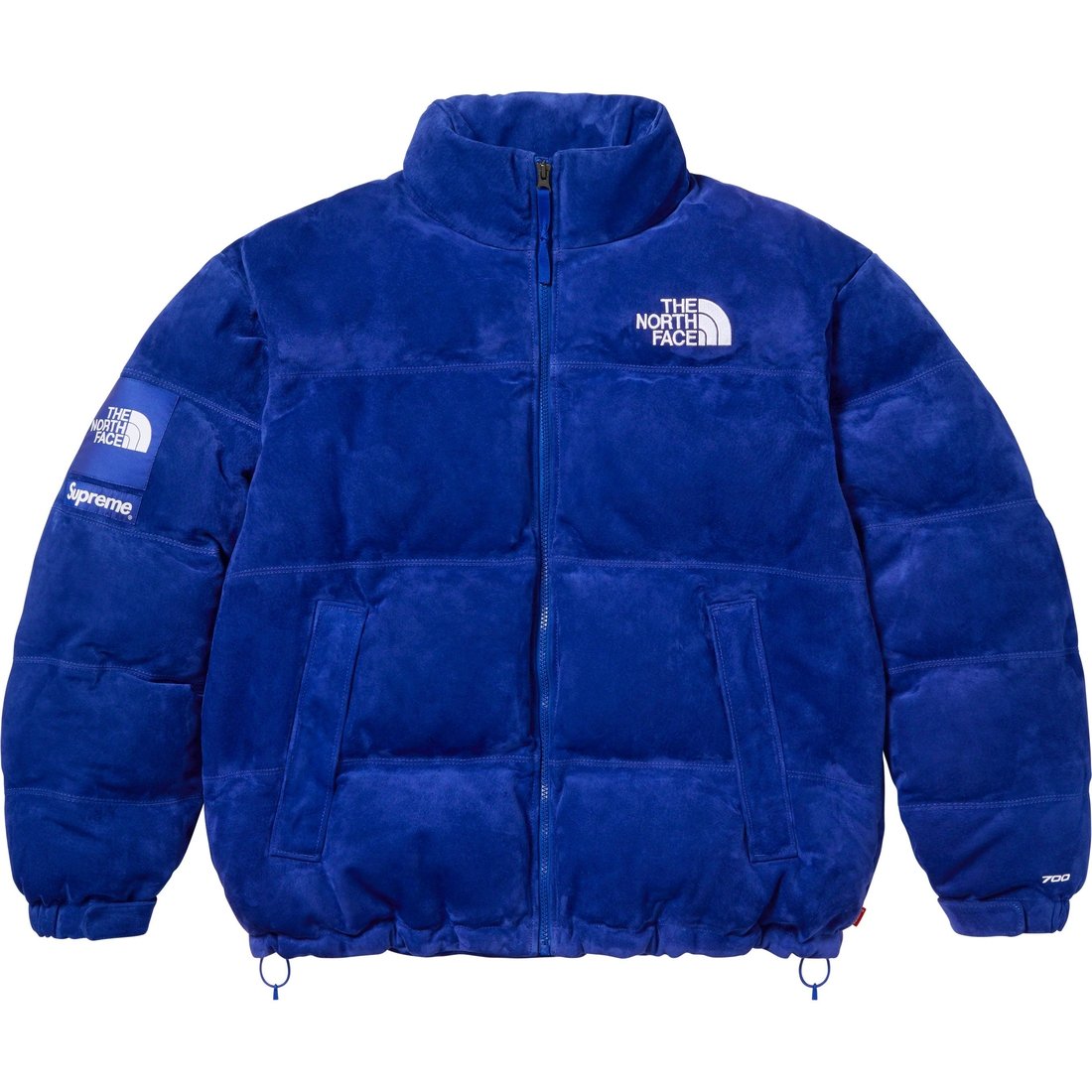 Details on Supreme The North Face Suede Nuptse Jacket Blue from fall winter
                                                    2023 (Price is $1098)