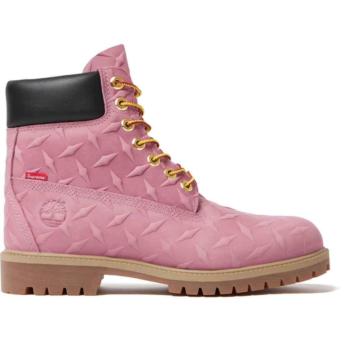 Details on Supreme Timberland Diamond Plate 6" Premium Waterproof Boot Pink from fall winter
                                                    2023 (Price is $248)