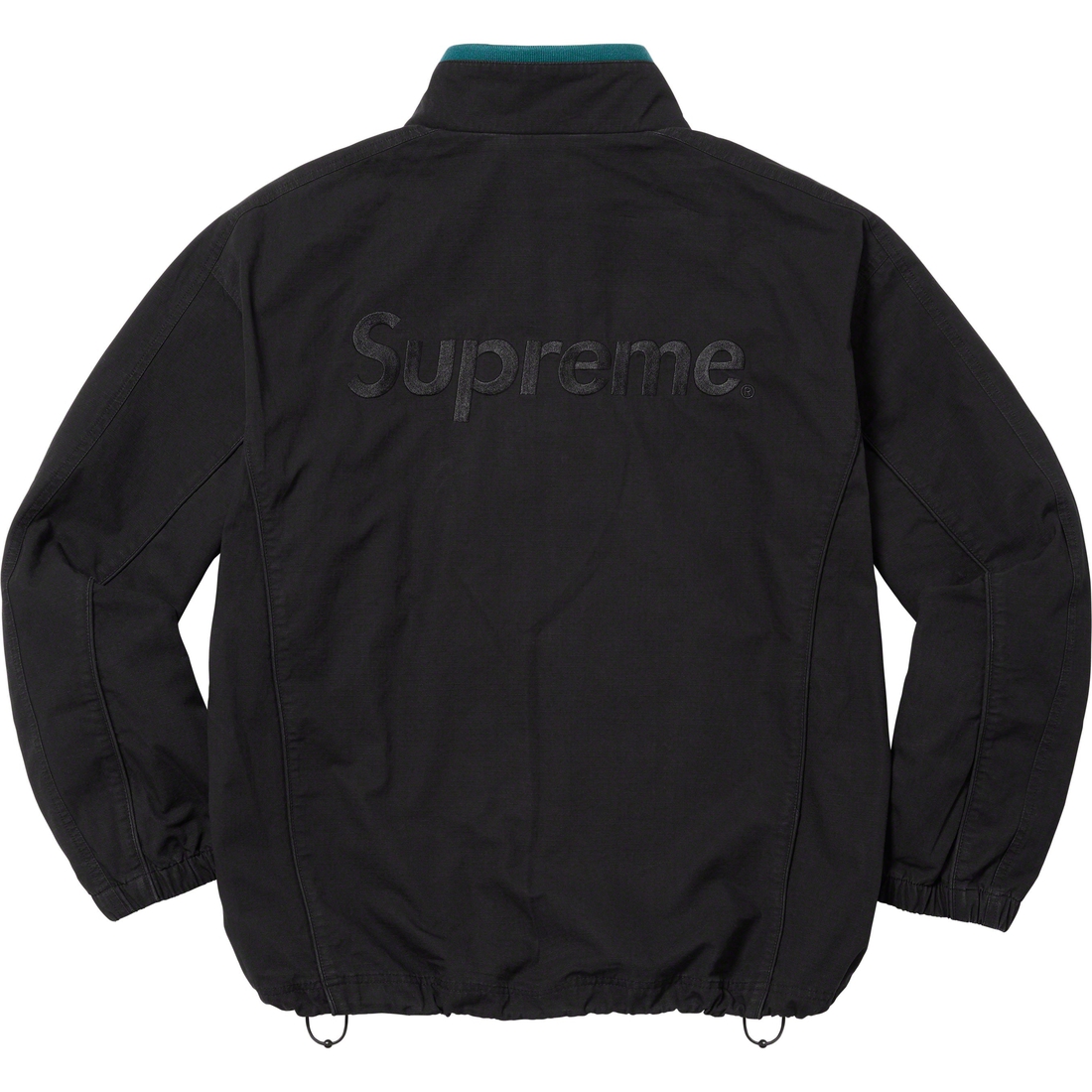 Details on Supreme Umbro Cotton Ripstop Track Jacket Black from fall winter 2023 (Price is $188)
