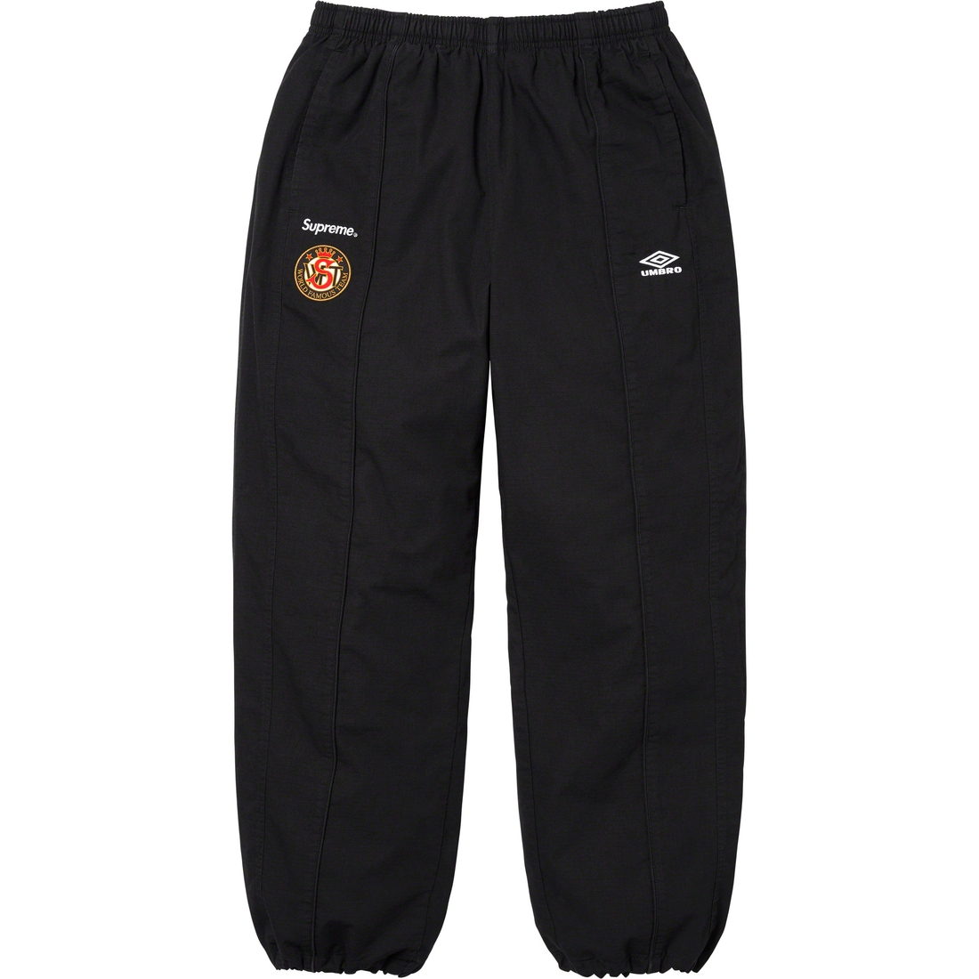 Details on Supreme Umbro Cotton Ripstop Track Pant Black from fall winter
                                                    2023 (Price is $158)