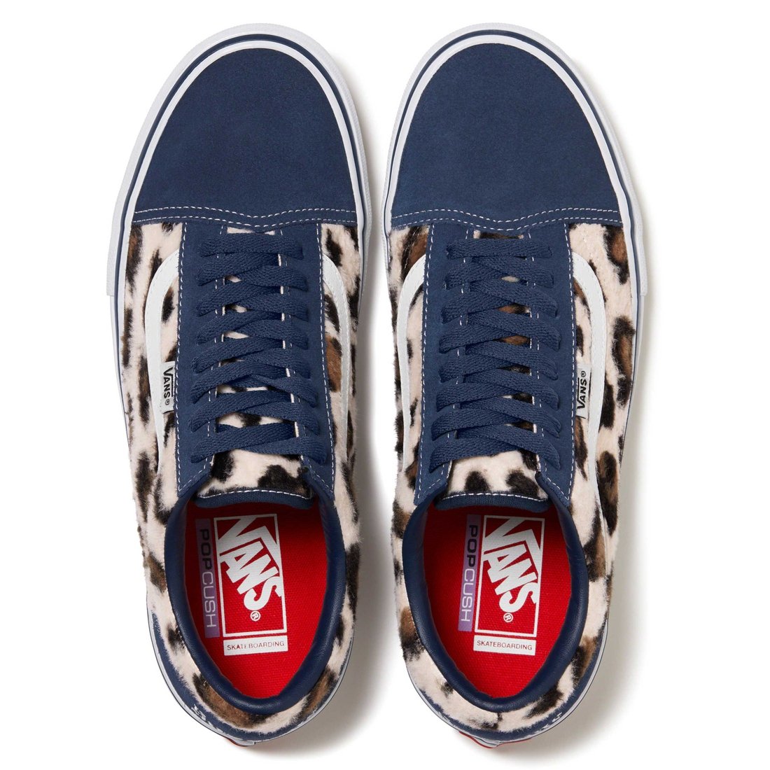 Details on Supreme Vans Leopard Old Skool Navy from fall winter
                                                    2023 (Price is $98)