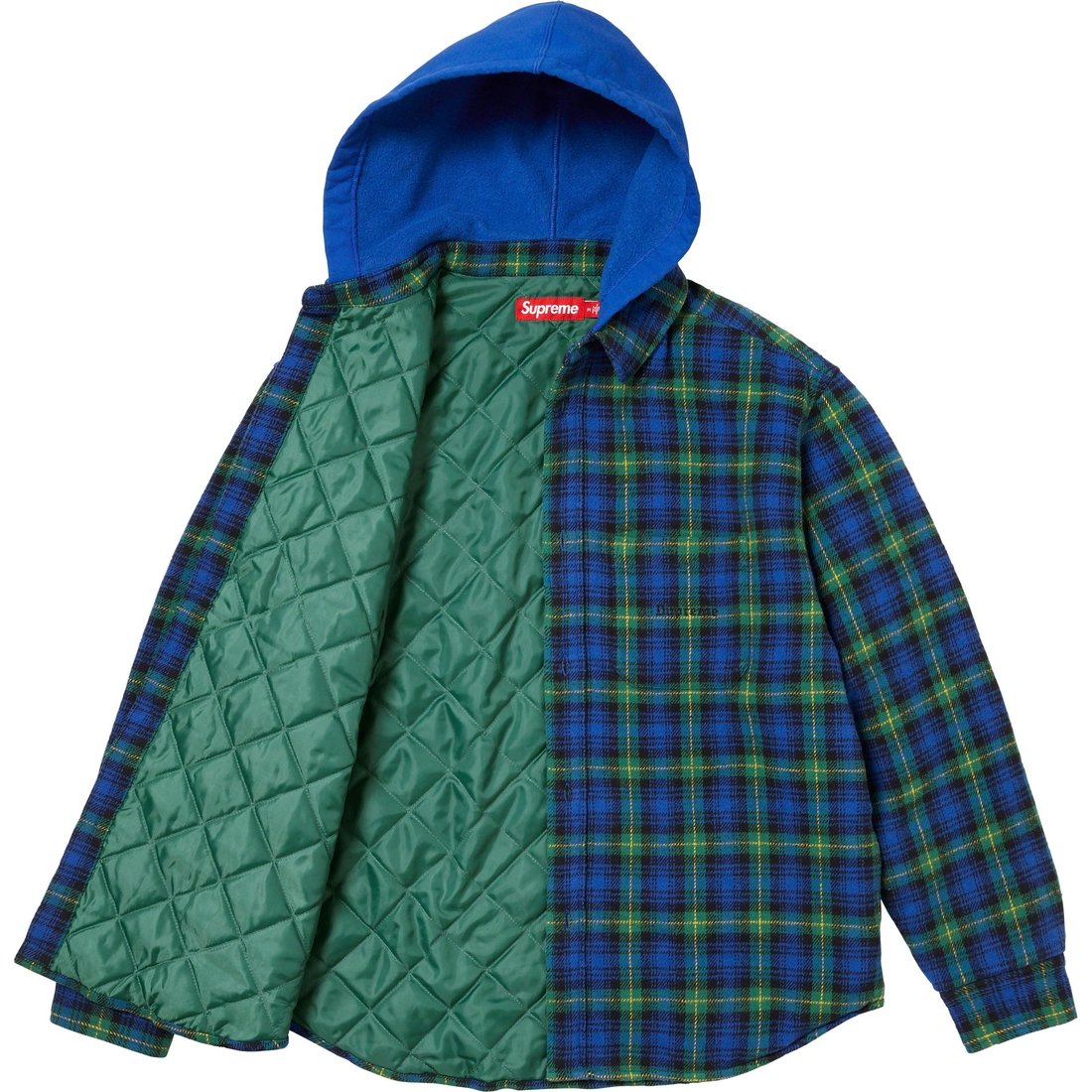 Details on Tartan Flannel Hooded Shirt Blue from fall winter
                                                    2023 (Price is $148)