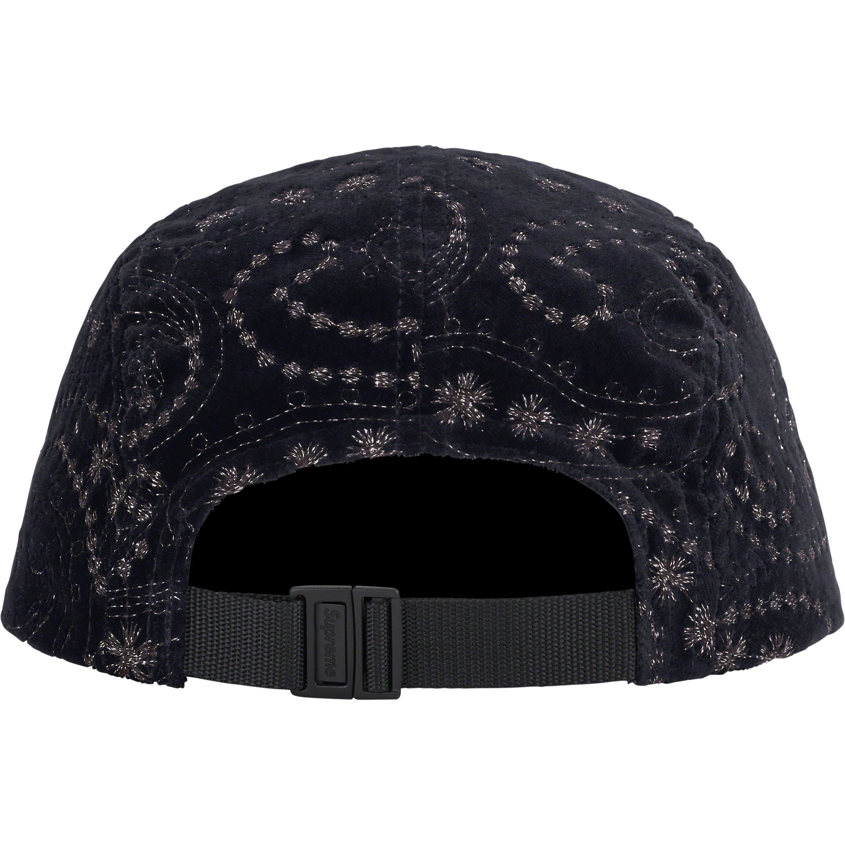 Supreme Velvet Paisley Camp Cap Black