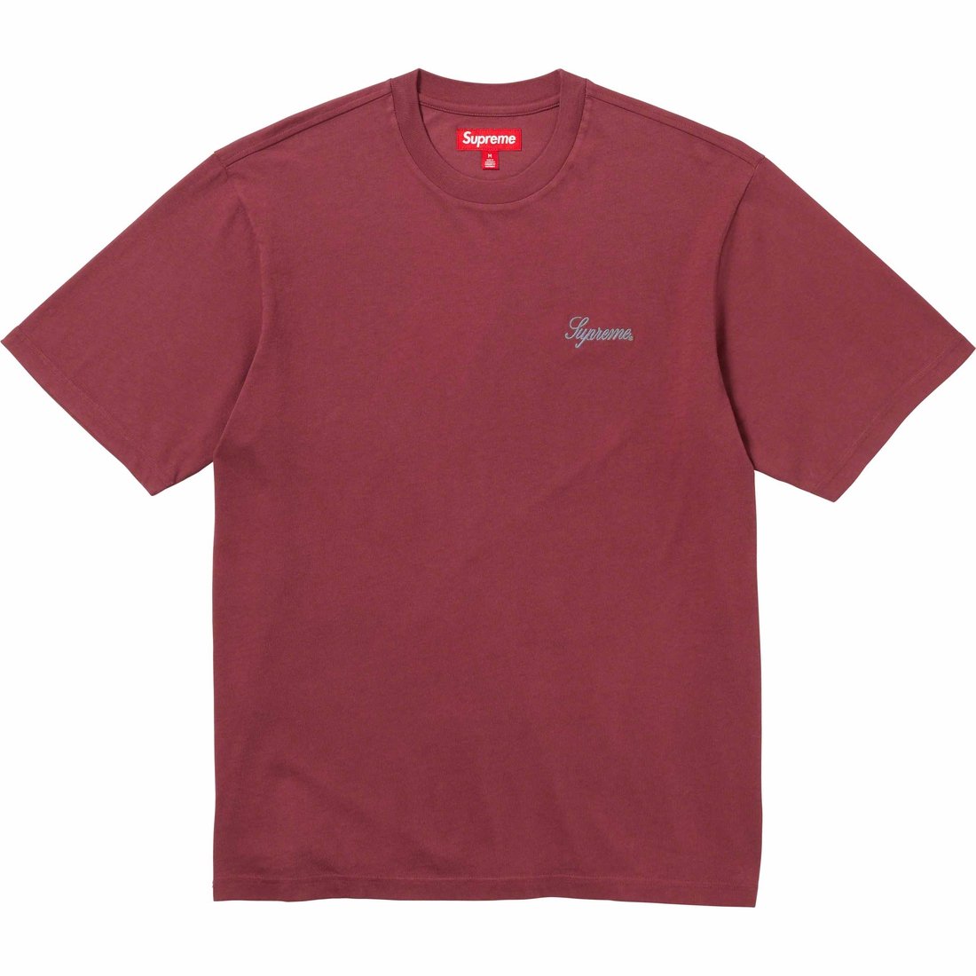 Supreme Washed Script S S Top (FW23) - Cardinal - $54