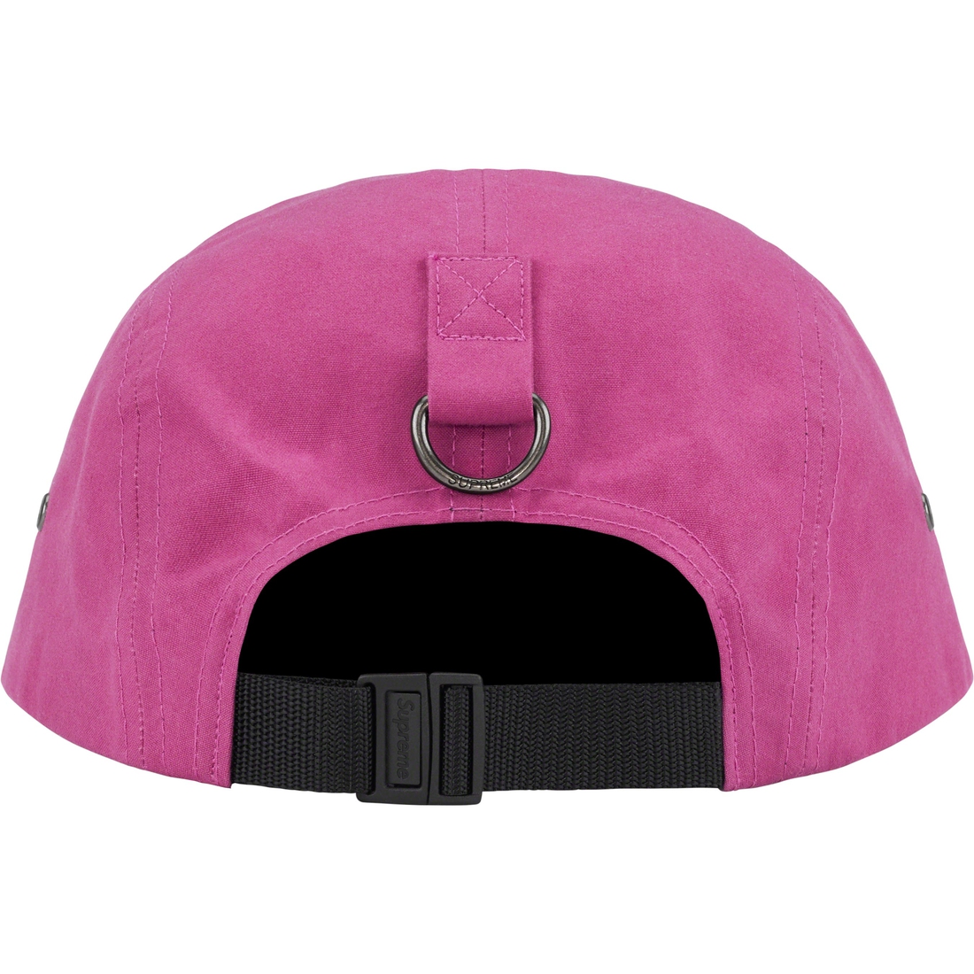 Details on Waxed Cotton Camp Cap Magenta from fall winter 2023 (Price is $48)