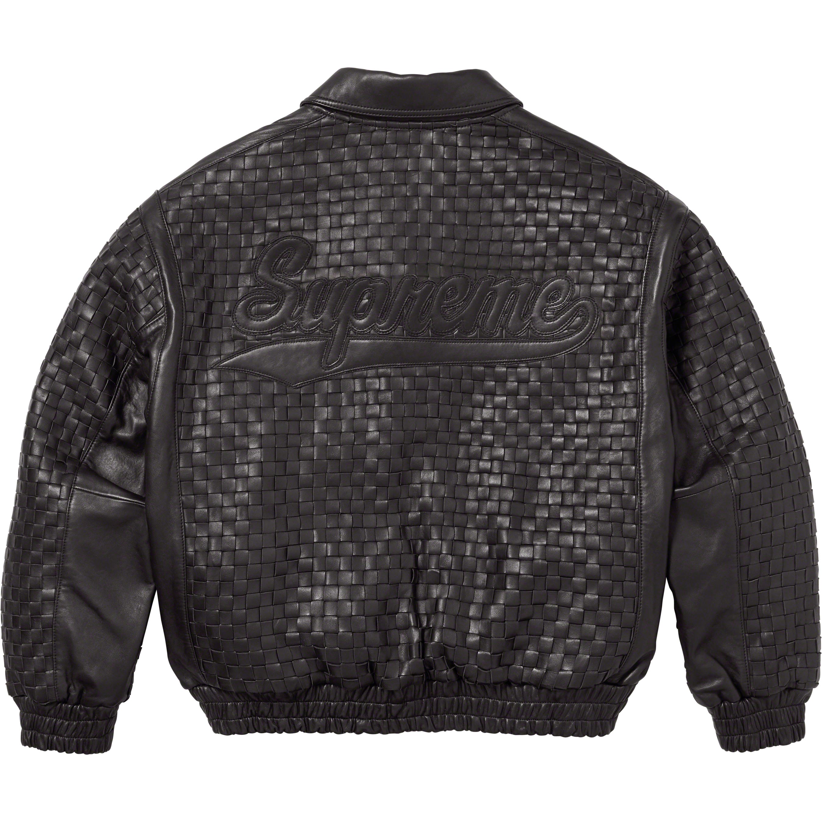 Buy Supreme Woven Leather Varsity Jacket 'Black' - FW23J90 BLACK