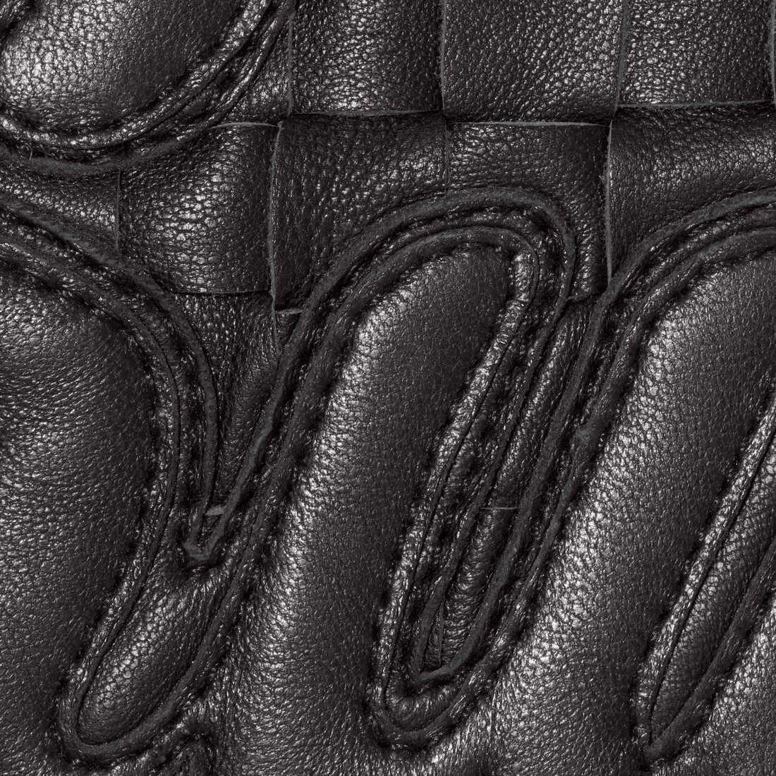 Details on Woven Leather Varsity Jacket Black from fall winter
                                                    2023 (Price is $798)