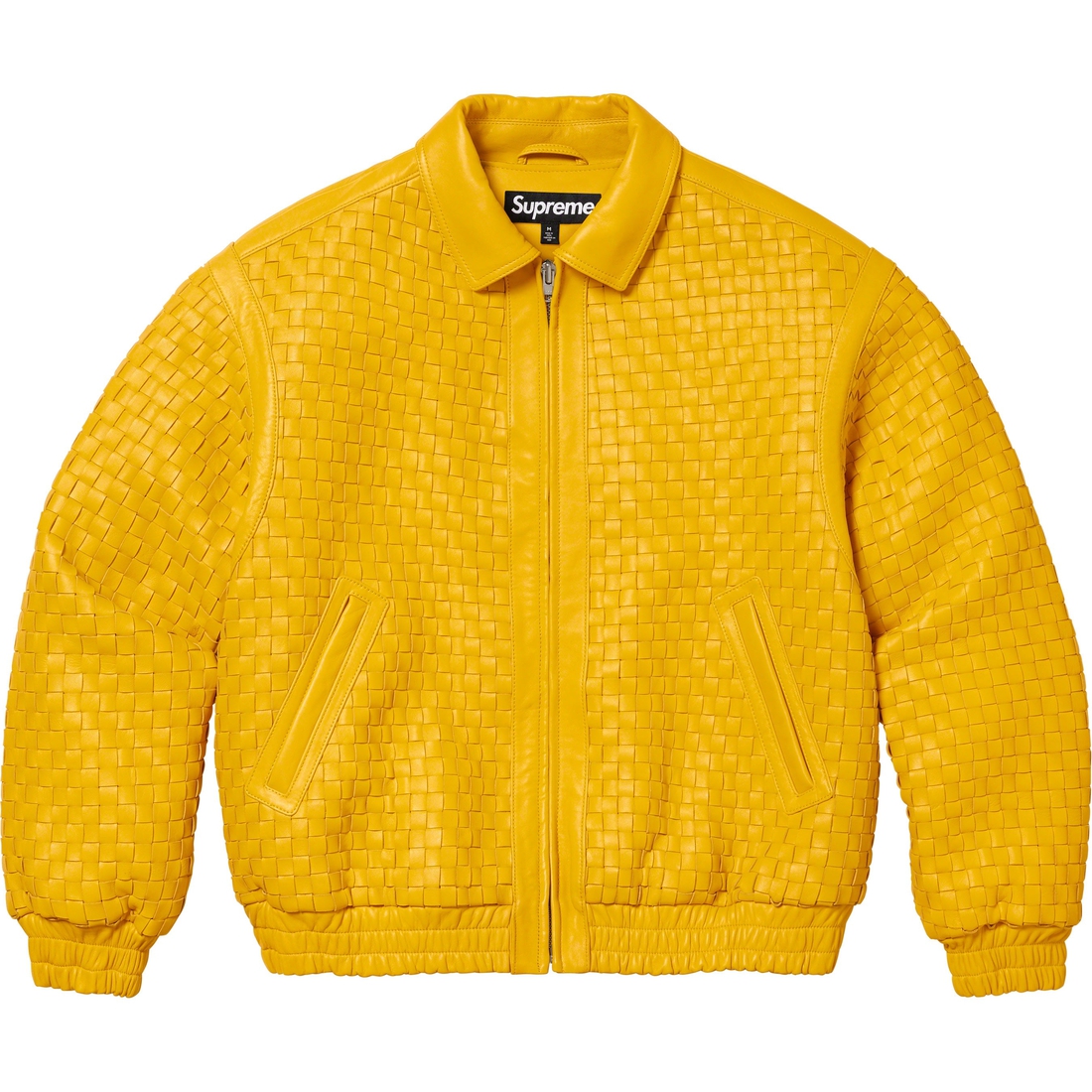 Supreme Woven Leather Varsity Jacket (FW23) - Yellow - $798