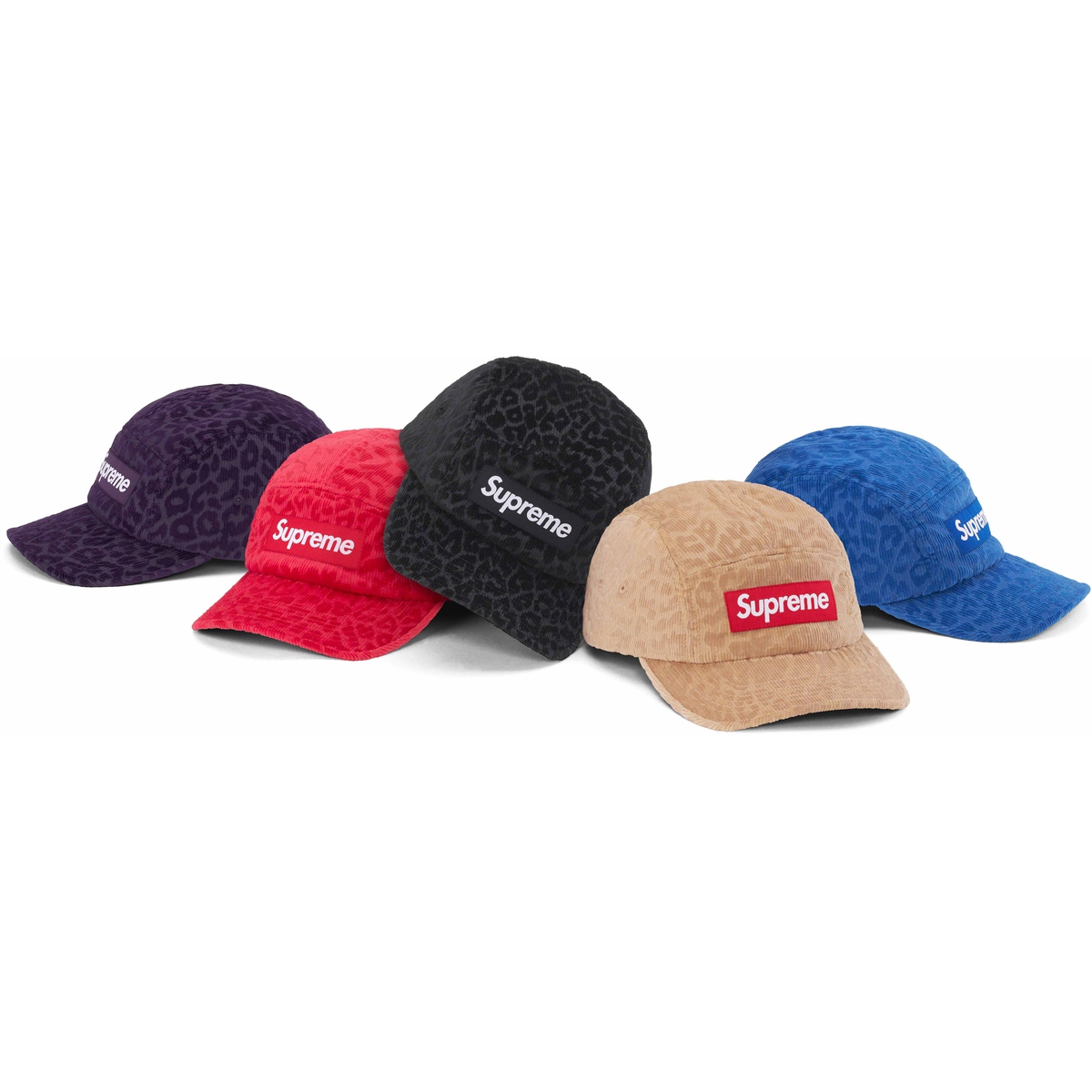 Supreme Leopard Corduroy Camp Cap for fall winter 23 season