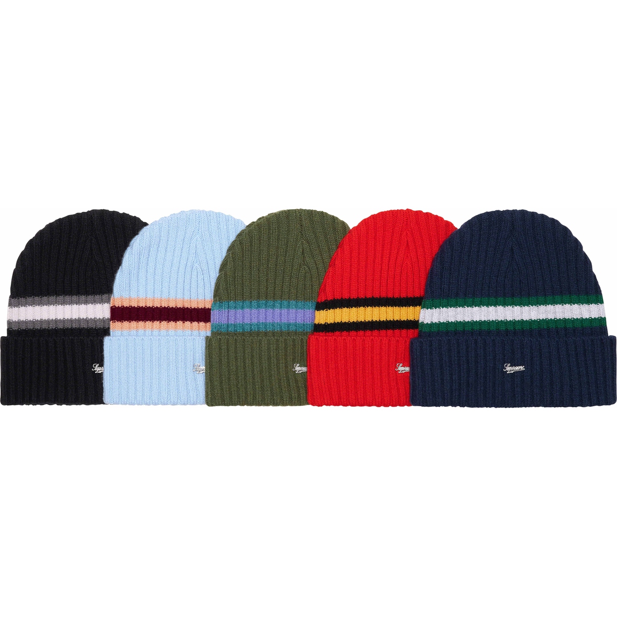 Supreme Striped Cashmere Beanie for fall winter 23 season