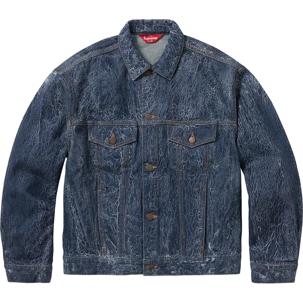 Details on Crackle Denim Trucker Jacket  from fall winter
                                                    2023 (Price is $368)