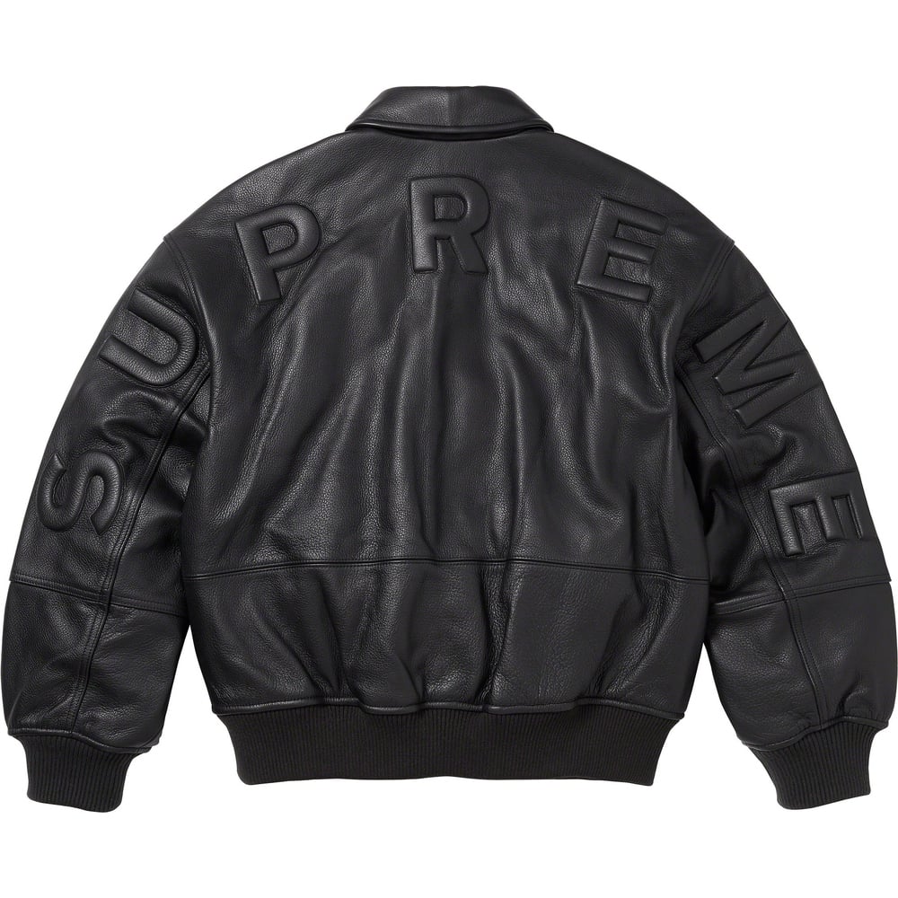 Details on GORE-TEX Infinium WINDSTOPPER Leather Varsity Jacket  from fall winter
                                                    2023 (Price is $998)