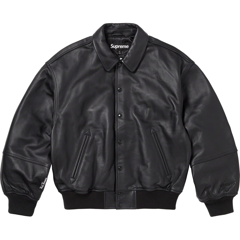 Details on GORE-TEX Infinium WINDSTOPPER Leather Varsity Jacket  from fall winter 2023 (Price is $998)