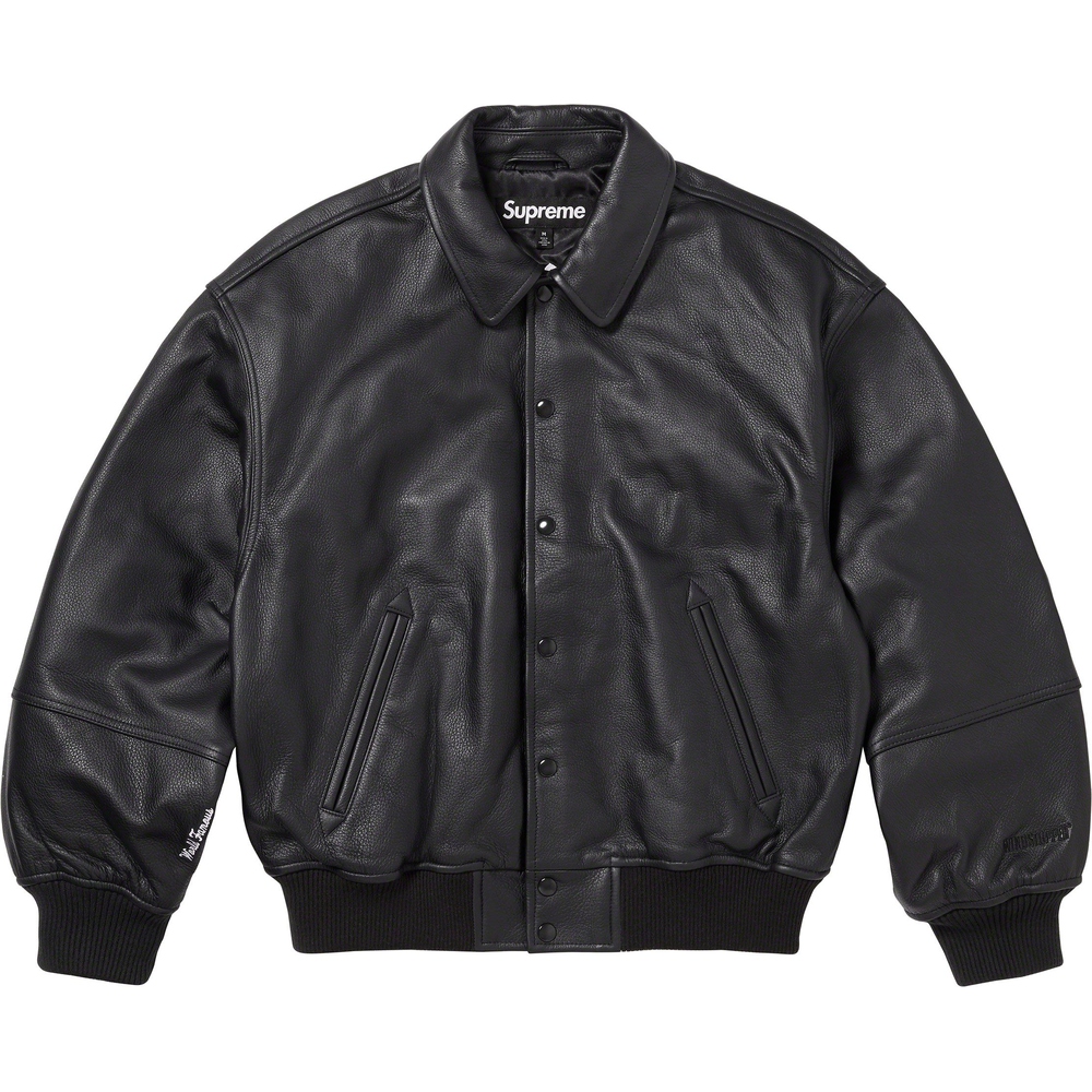 Details on GORE-TEX Infinium WINDSTOPPER Leather Varsity Jacket  from fall winter
                                                    2023 (Price is $998)