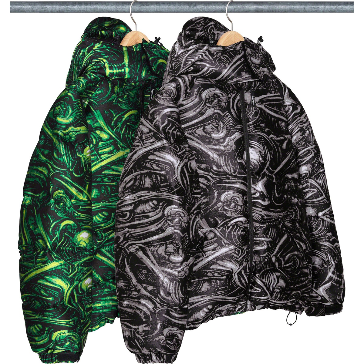 Supreme H.R. Giger Jacquard Down Puffer Jacket released during fall winter 23 season