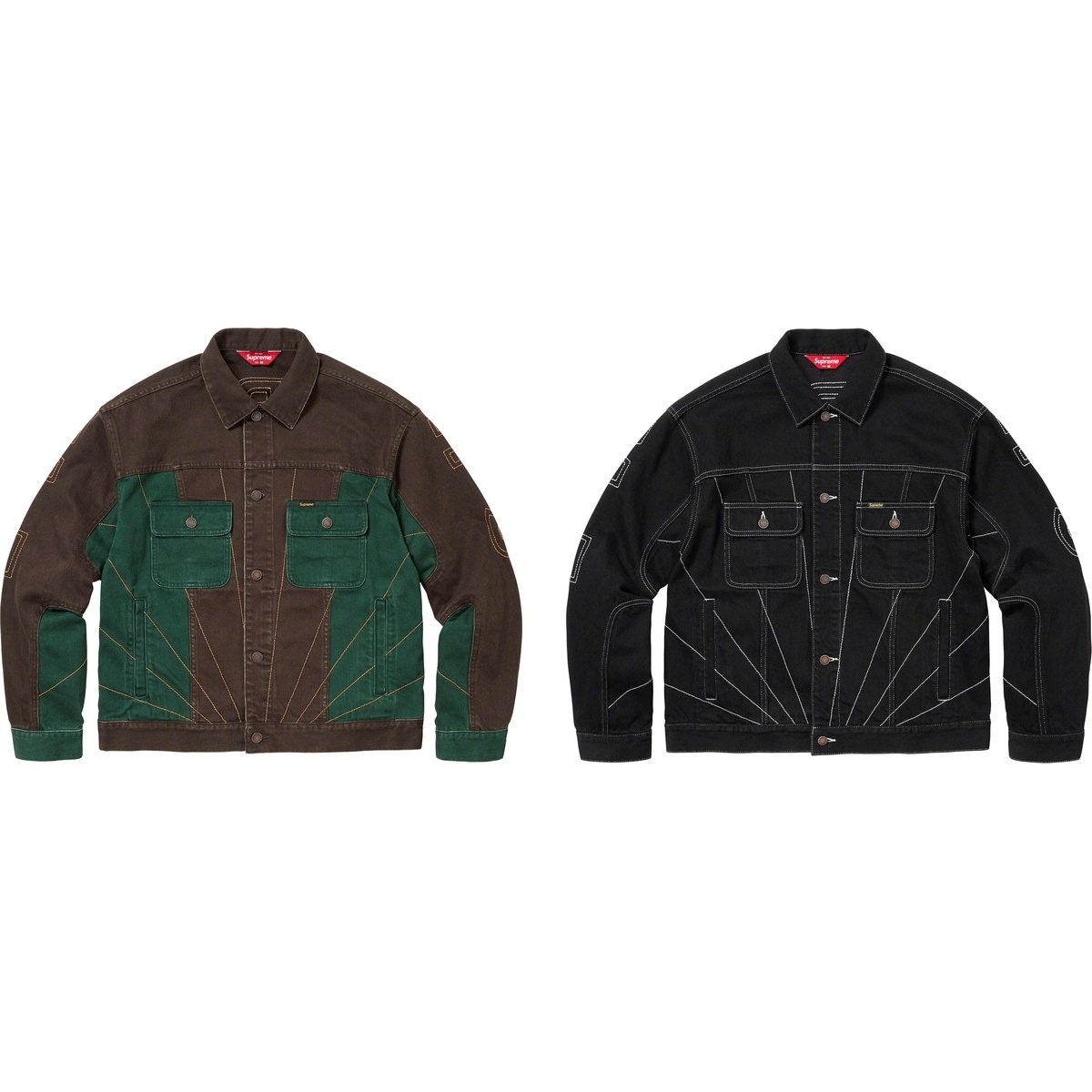Supreme Radial Embroidered Denim Trucker Jacket released during fall winter 23 season