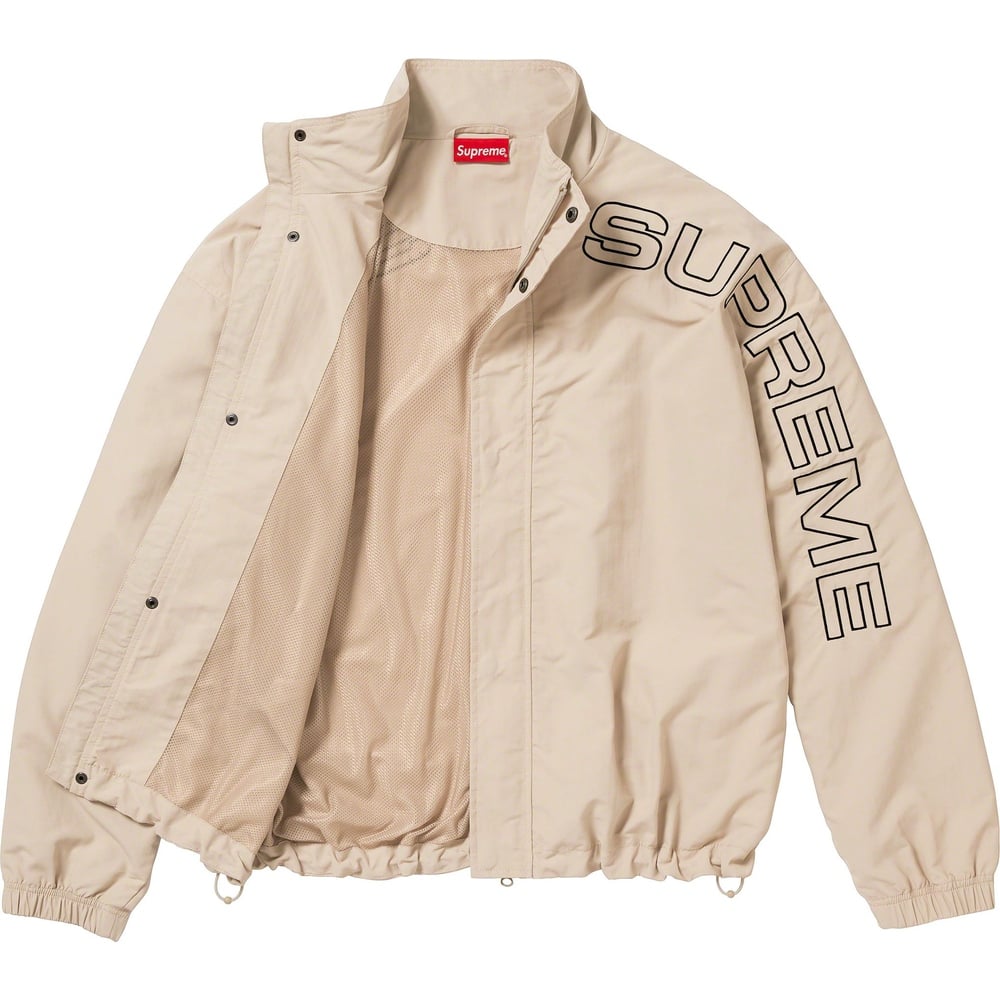 Details on Spellout Embroidered Track Jacket  from fall winter
                                                    2023 (Price is $168)